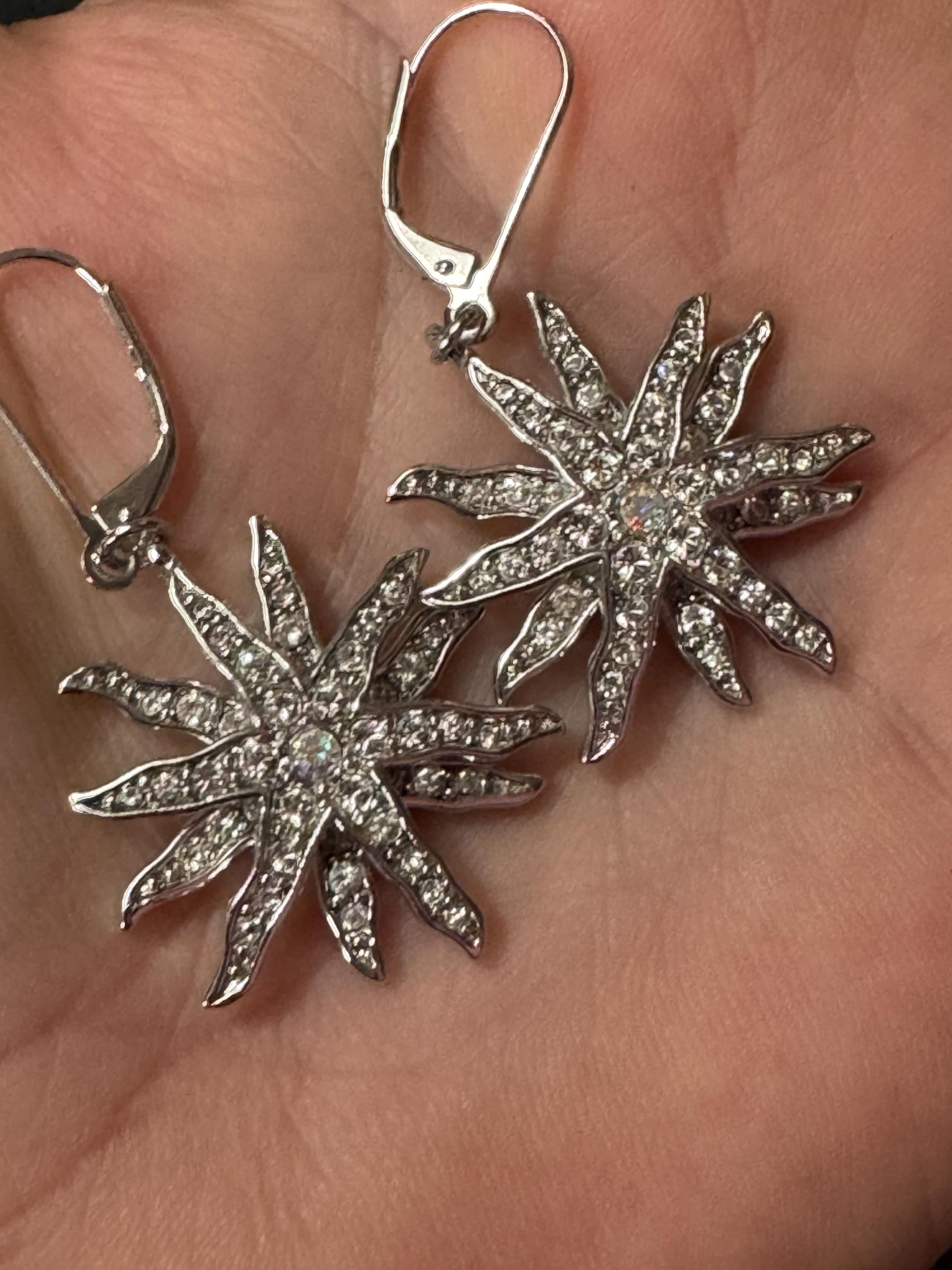 Signed Kirk’s Folly diamanté double star Crystal level back earrings for pierced ears qvc
