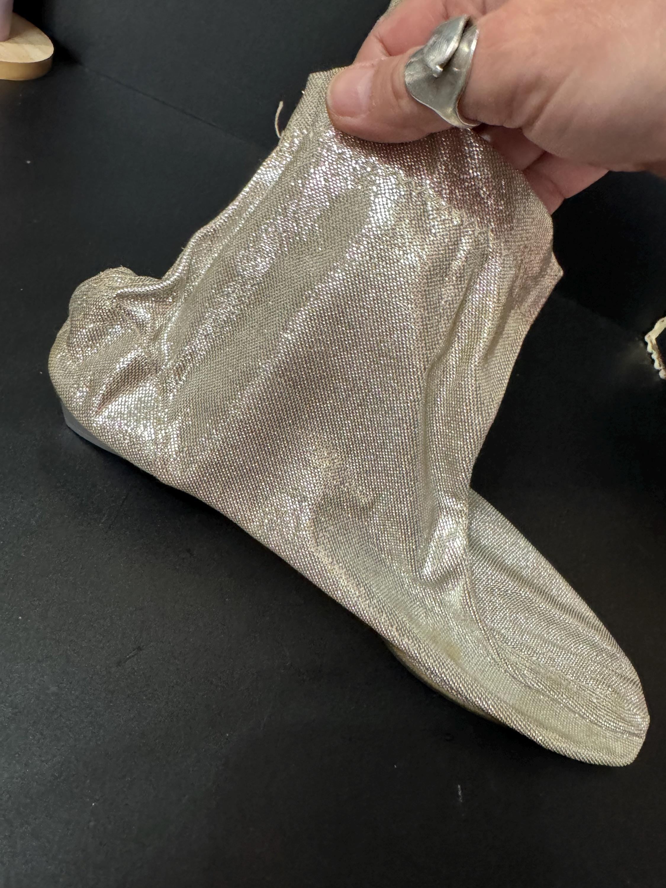 USA size 8-9 champagne gold lurex disco booties shoes by Bertyn New York uk narrow 7.5