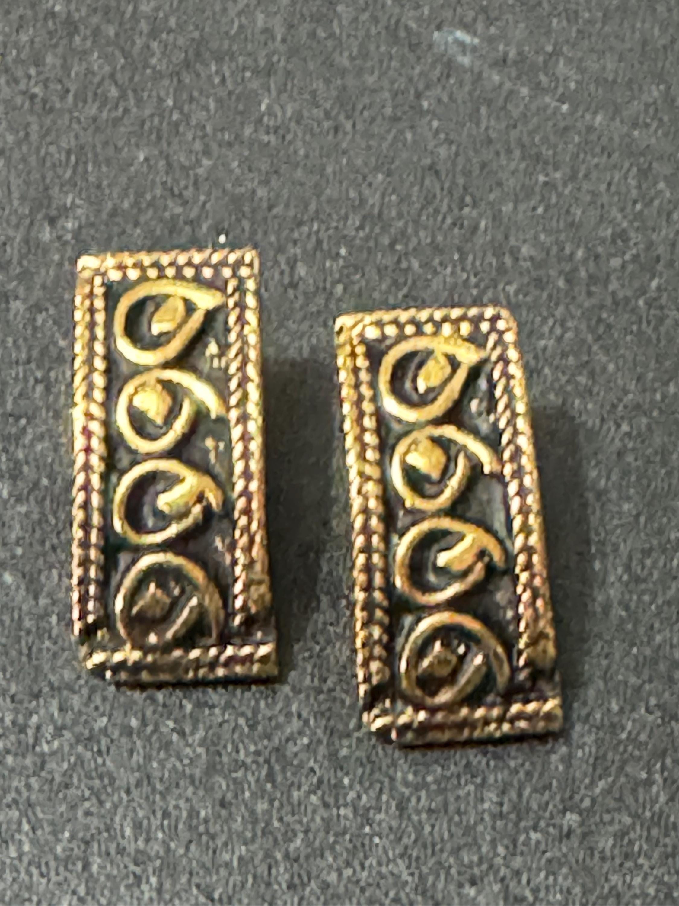Vintage Charles Duret Gold Tone Pierced Earrings: French signed