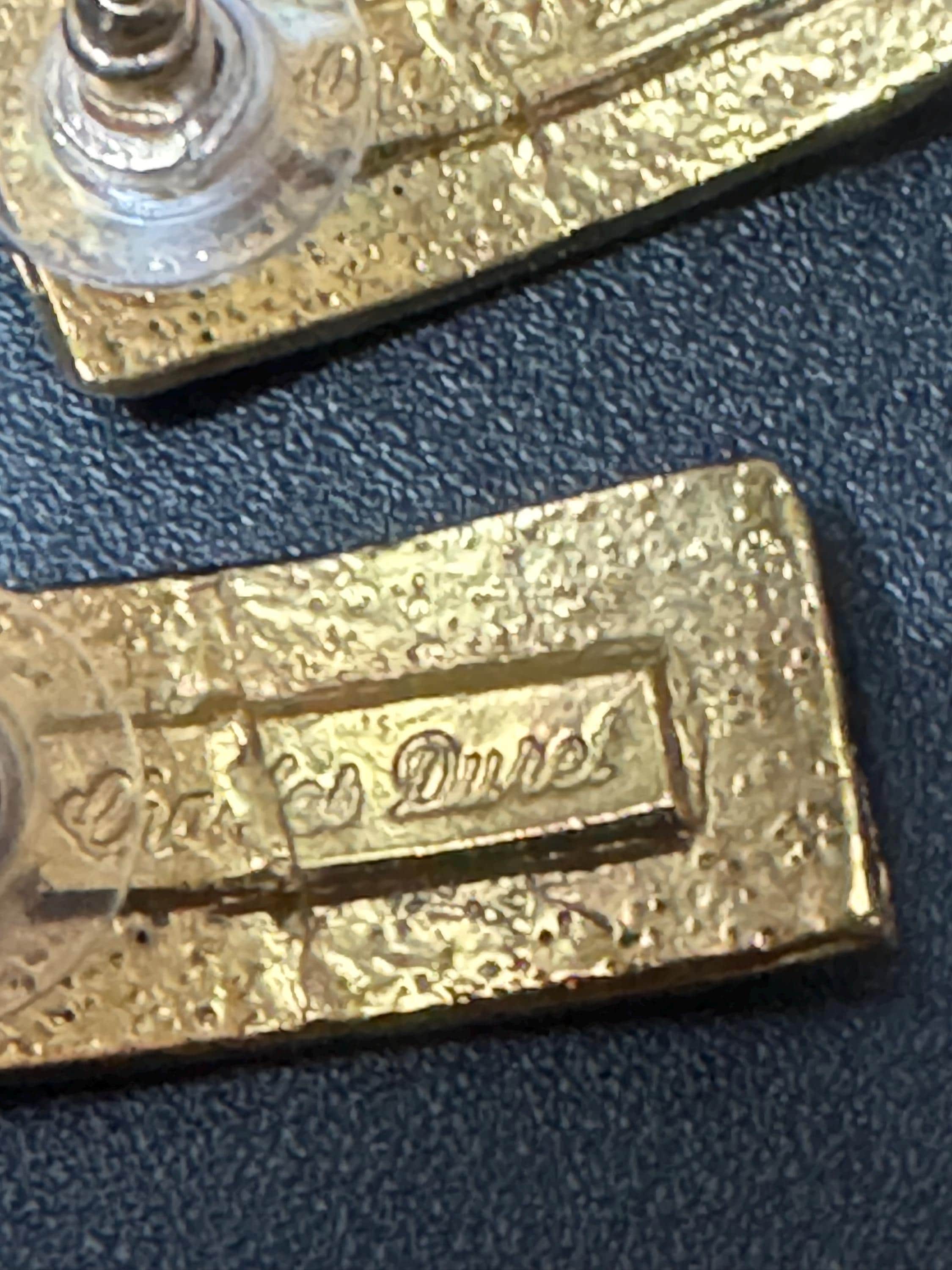 Vintage Charles Duret Gold Tone Pierced Earrings: French signed