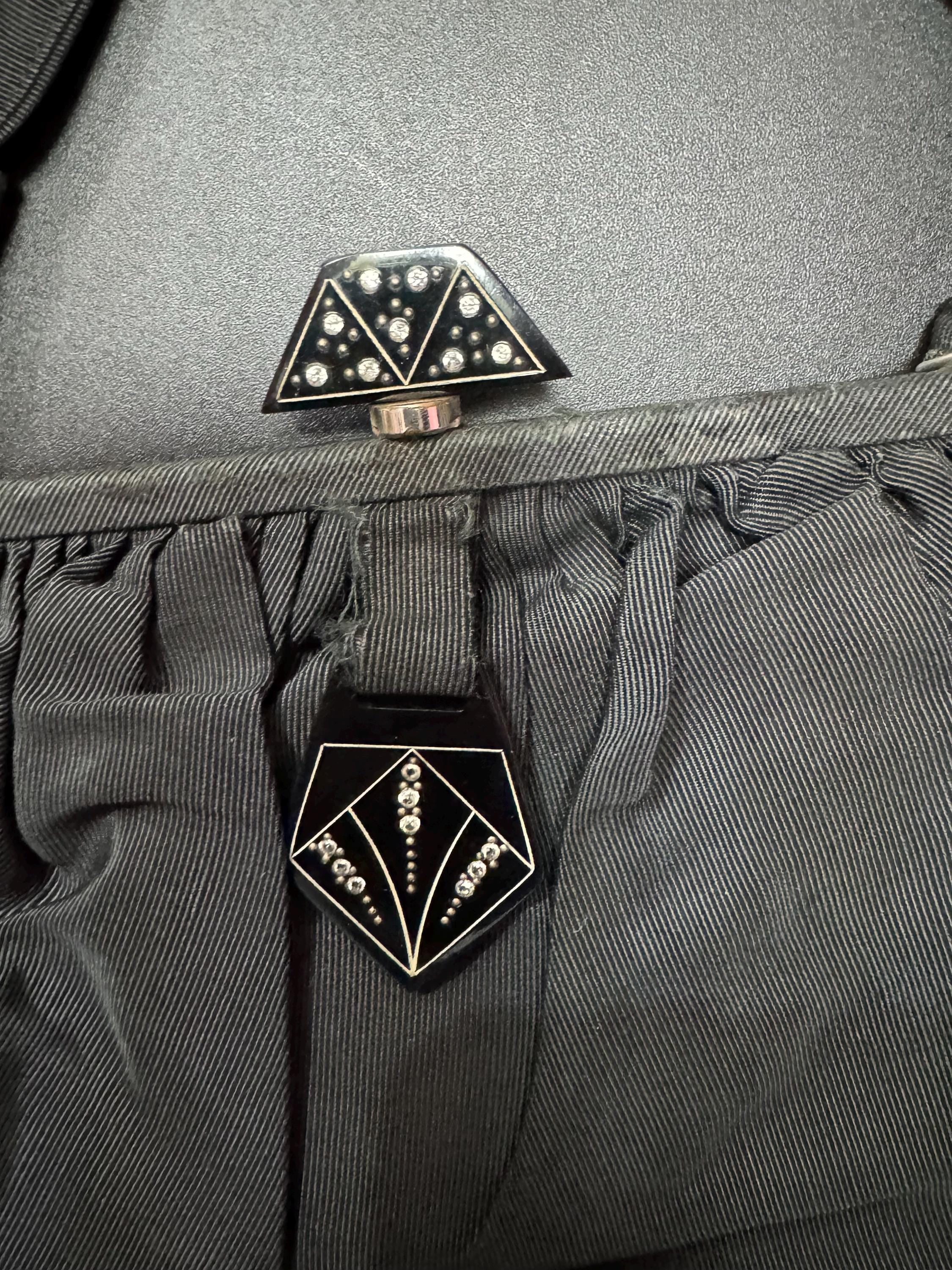 Art Deco Vintage little black evening bag purse with clear diamanté paste and bakelite clasp