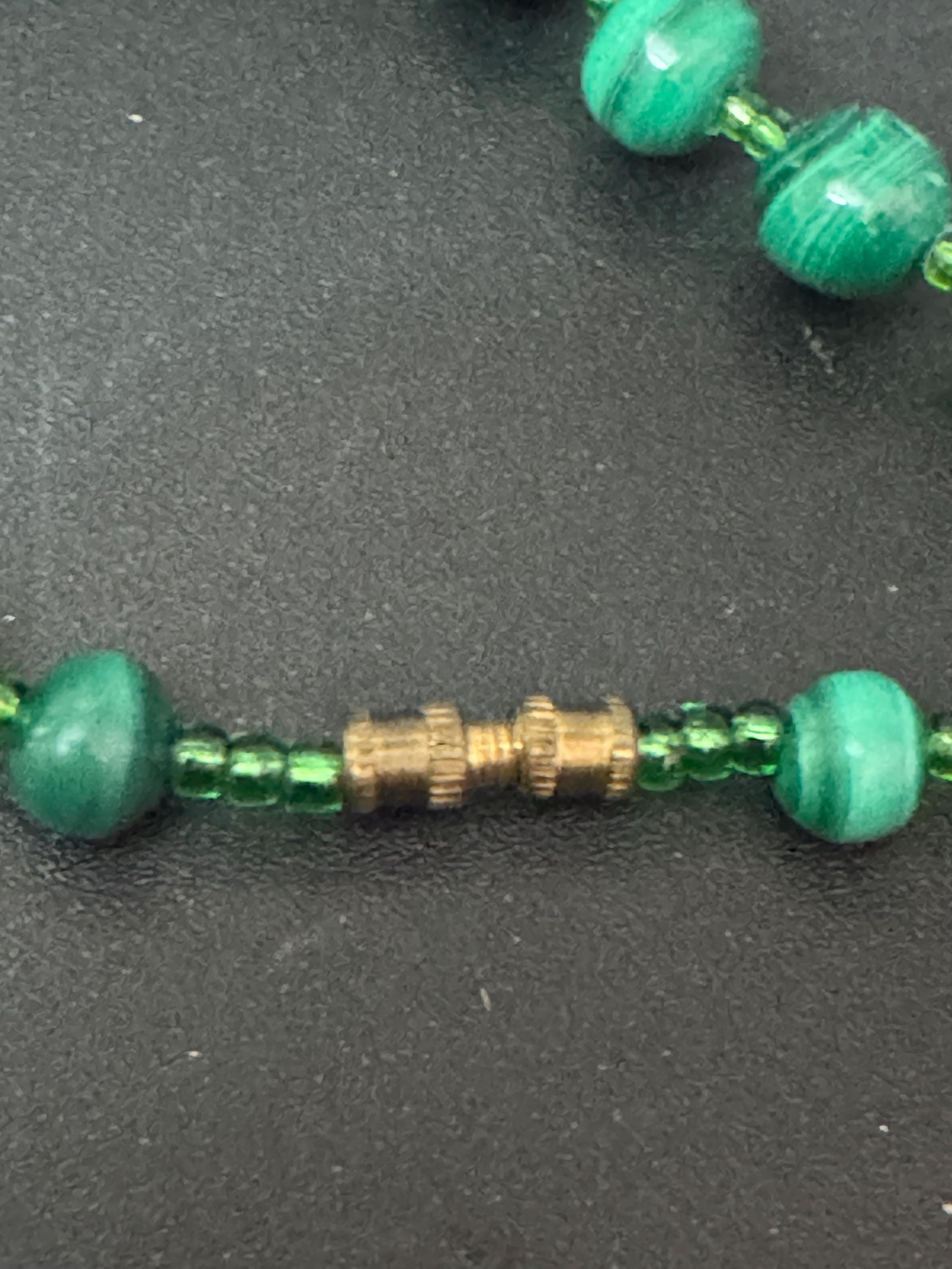 Vintage Malachite Beaded Necklace natural gemstone beads 47cm
