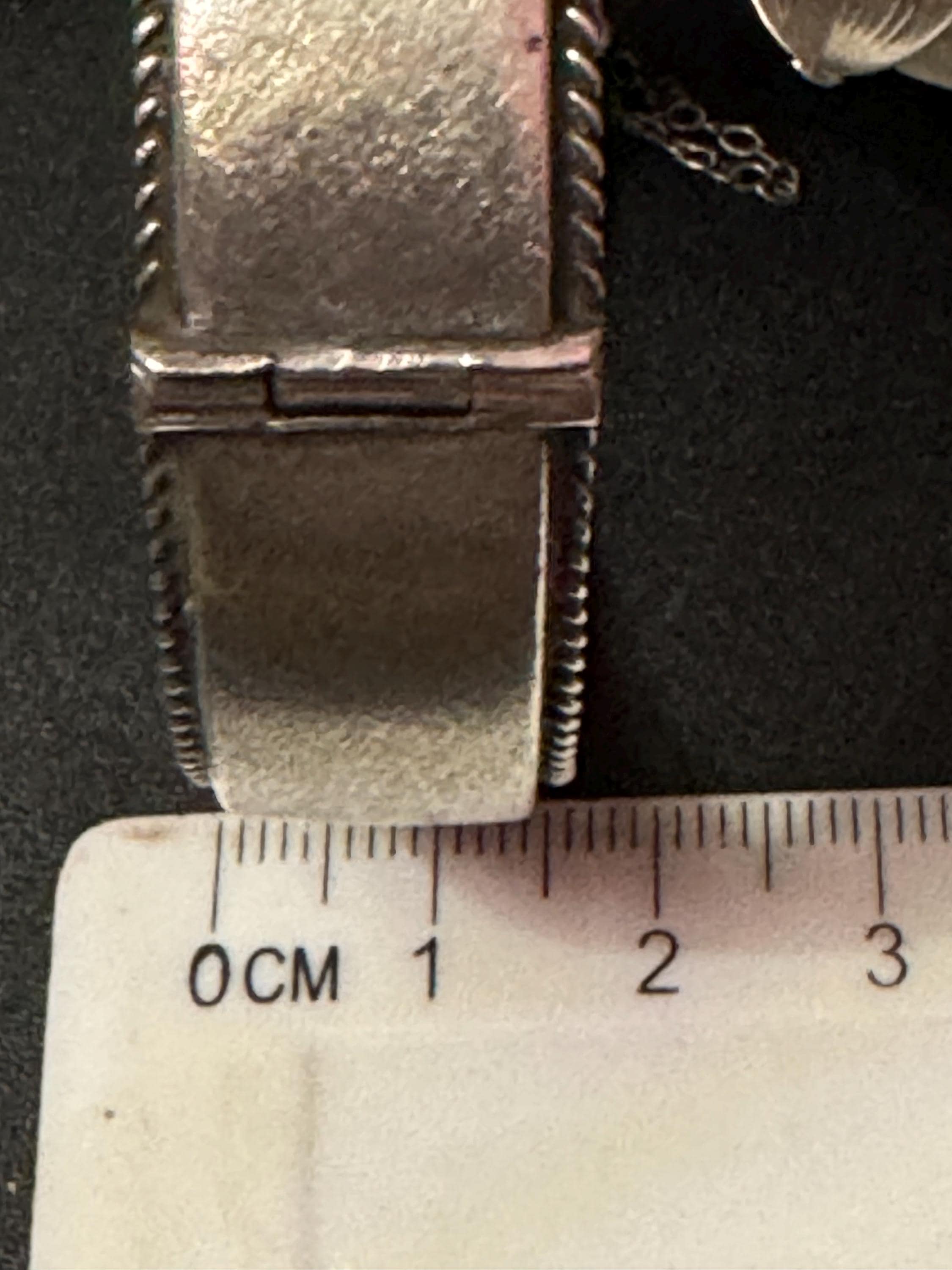 Antique wide sterling silver 925 plain curved cuff bangle full set hallmarks bracelet 24.2 grams