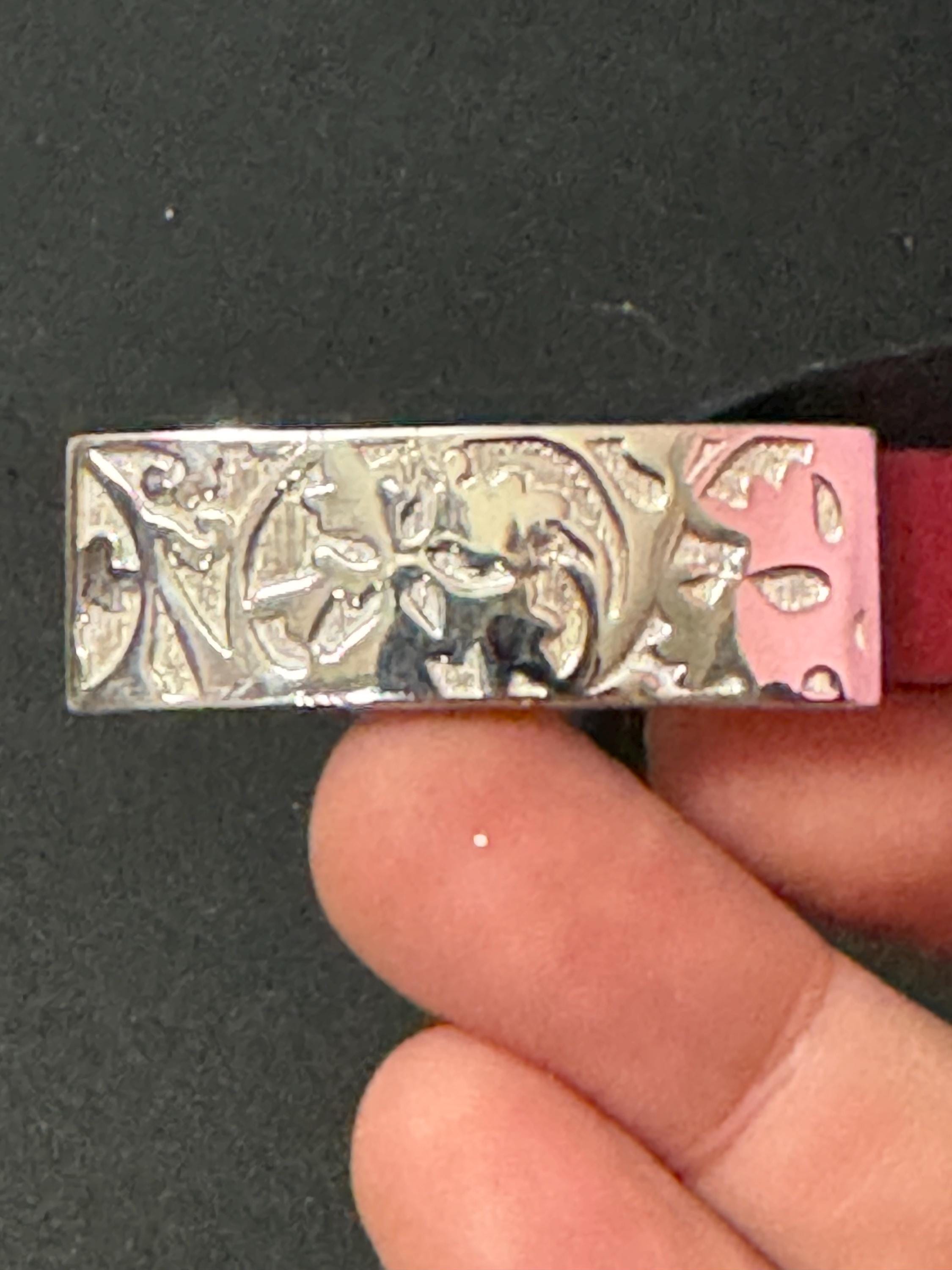 Signed Kenzo sterling silver burgundy leather combination double bracelet or 37cm choker with 925 leaf motif hallmarked