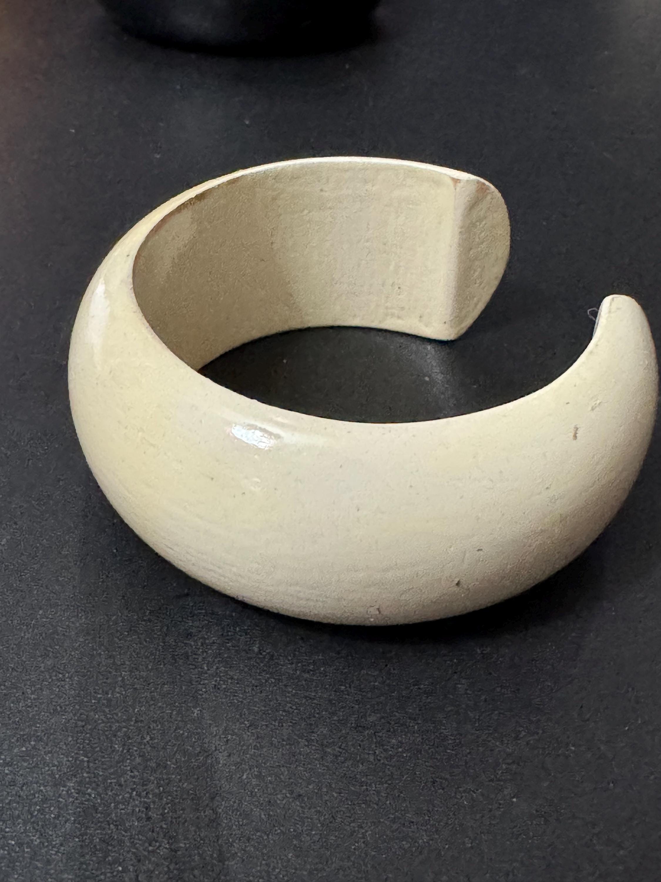Retro 2.5cm wide coloured wooden bangles,  open cuff bracelets, create a bangle stack