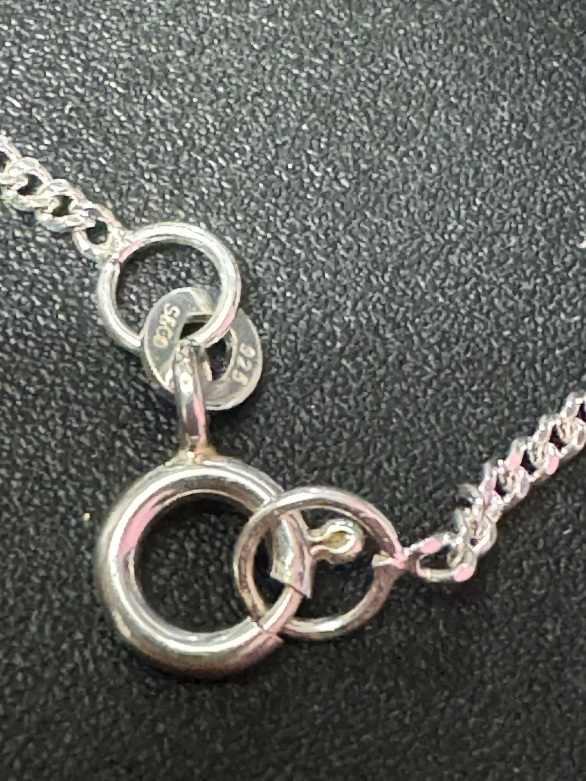 925 sterling silver Czech saphiret gemstone angel pendant and fine chain