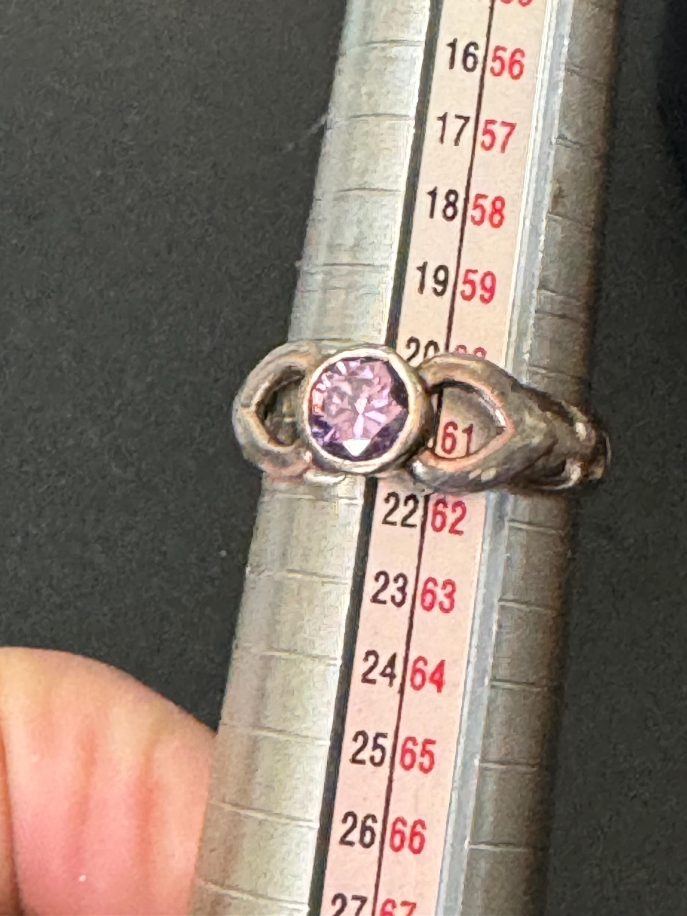 Amethyst Cubic Zirconia Sterling Silver Dress Ring (UK Size T.5)