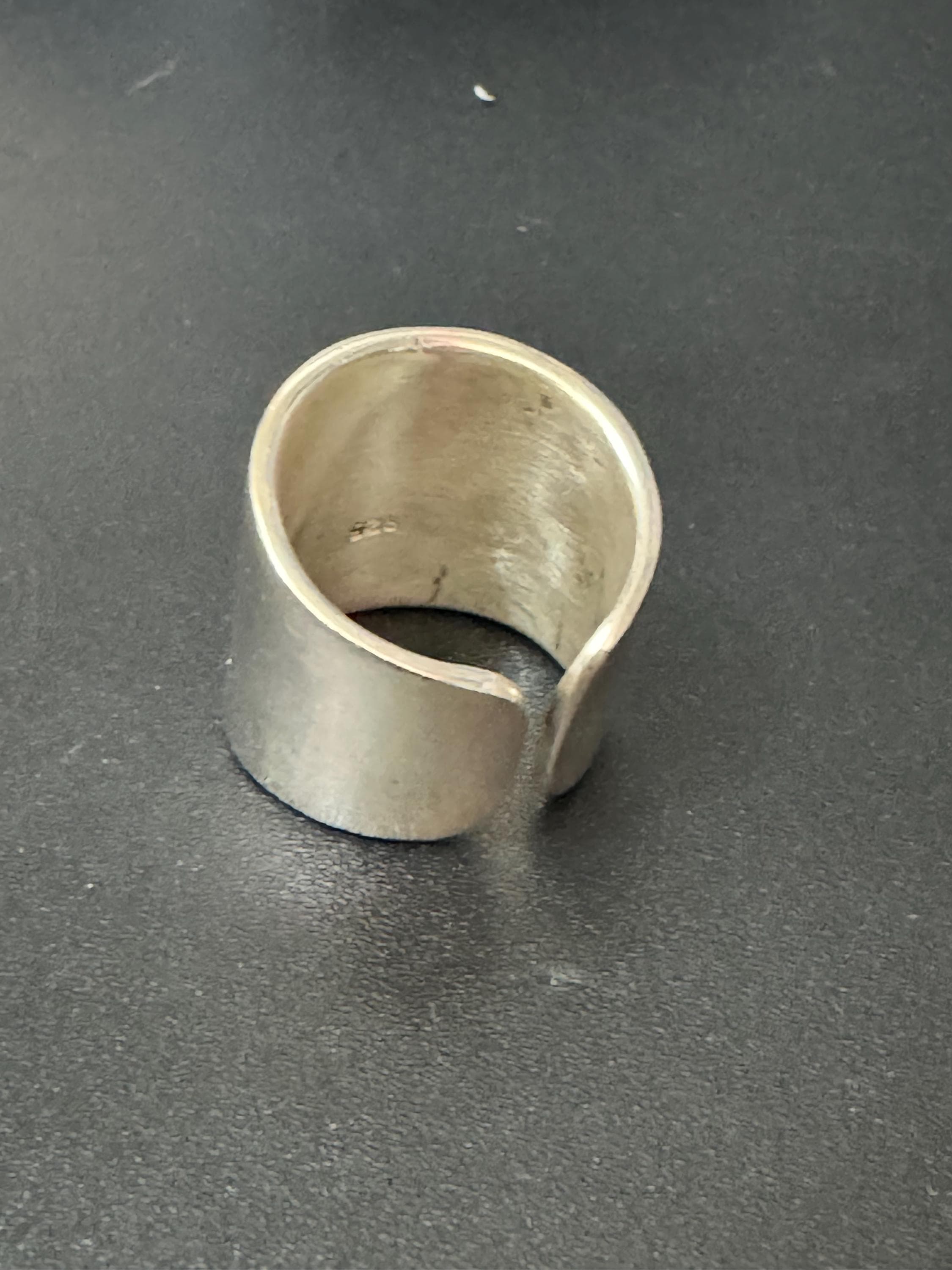 Textured Sterling Silver Band Ring: Wide Modernist Adjustable Ring