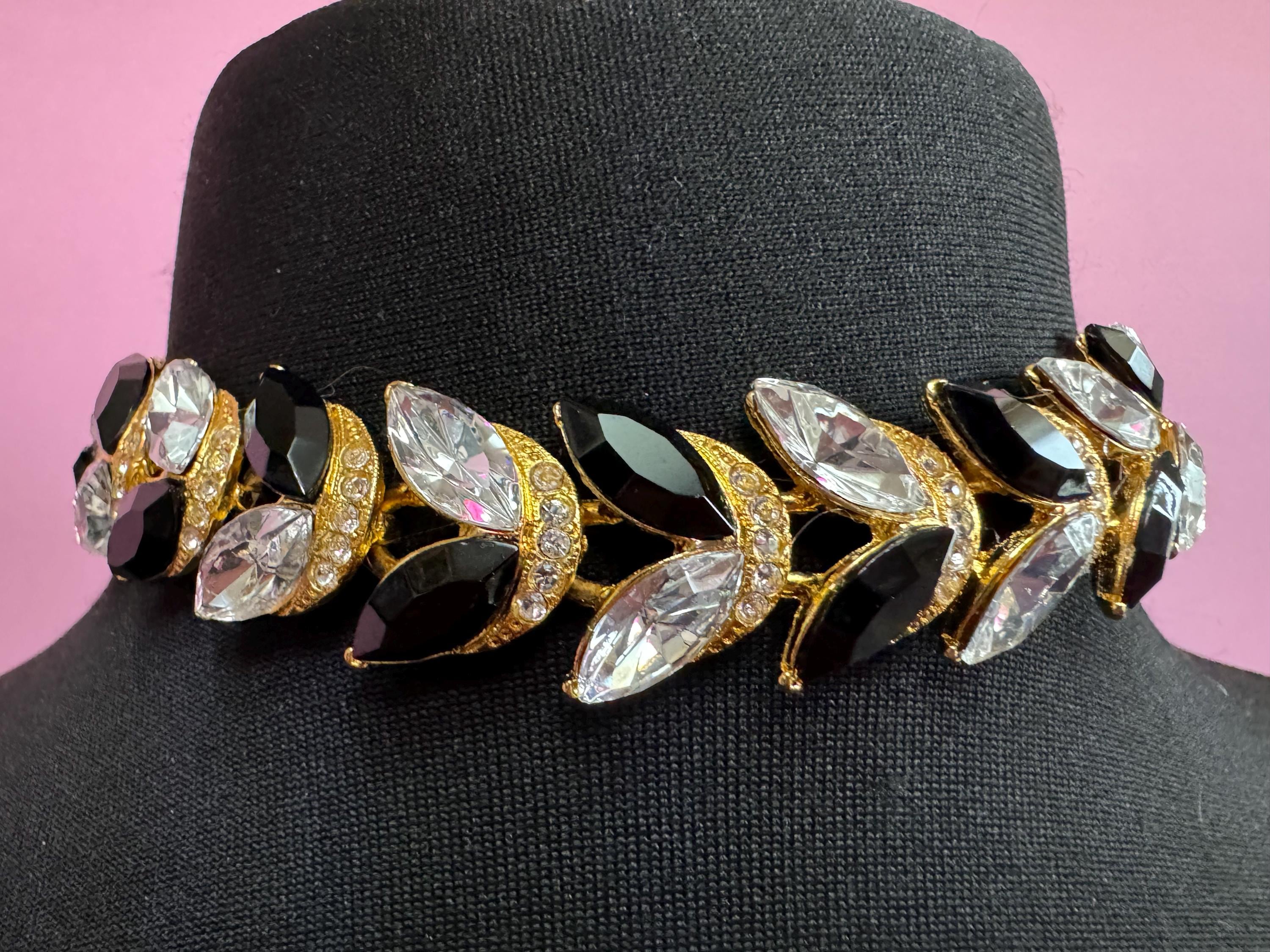 Vintage Swarovski Crystal Necklace and Clip On Earrings Set