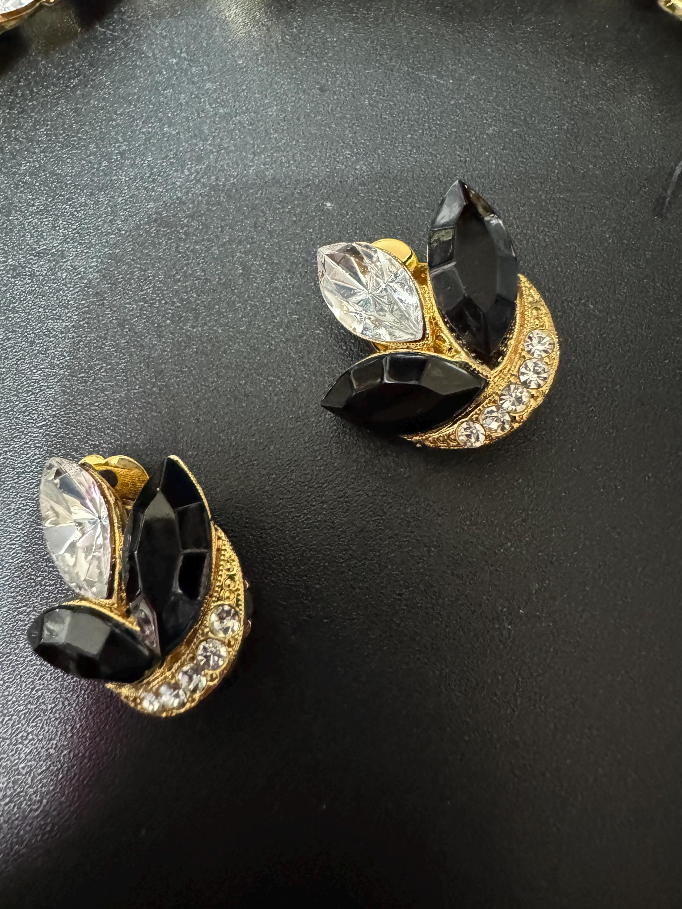 Vintage Swarovski Crystal Necklace and Clip On Earrings Set