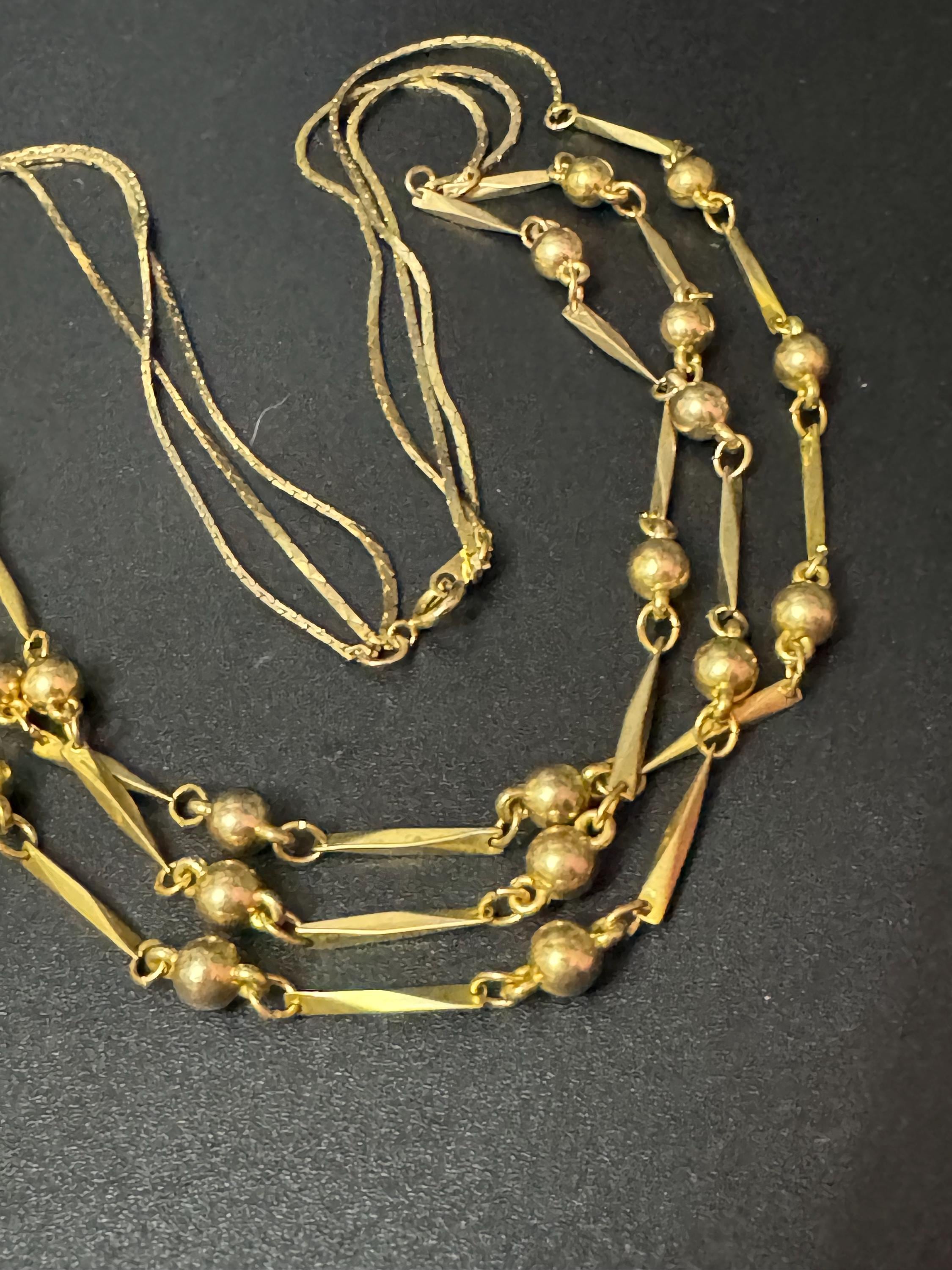 Vintage gold tone modernist ball bead triple row collar necklace