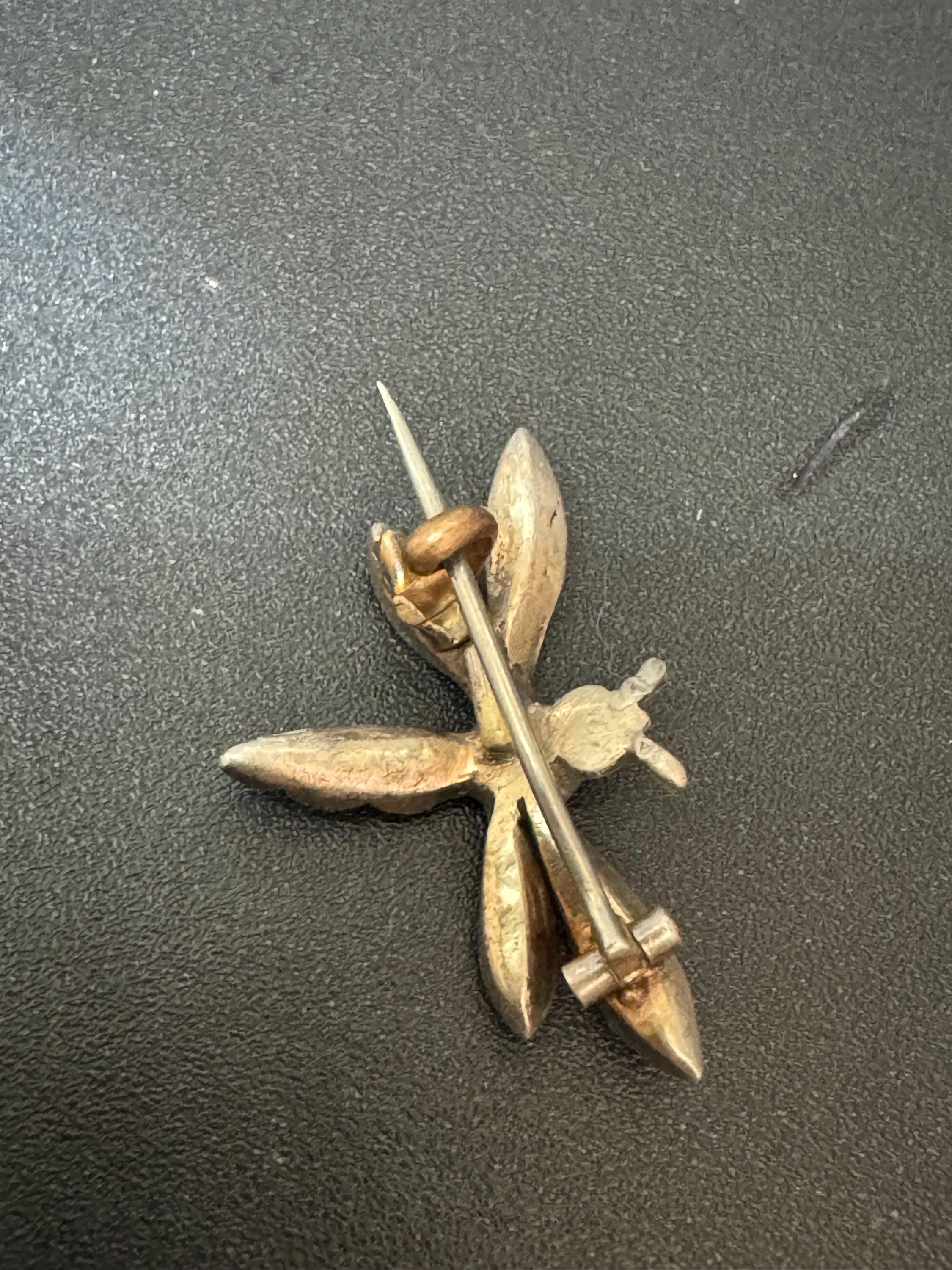 Vintage 925 small sterling silver rhinestone paste dragonfly insect brooch 3.5cm lapel pin
