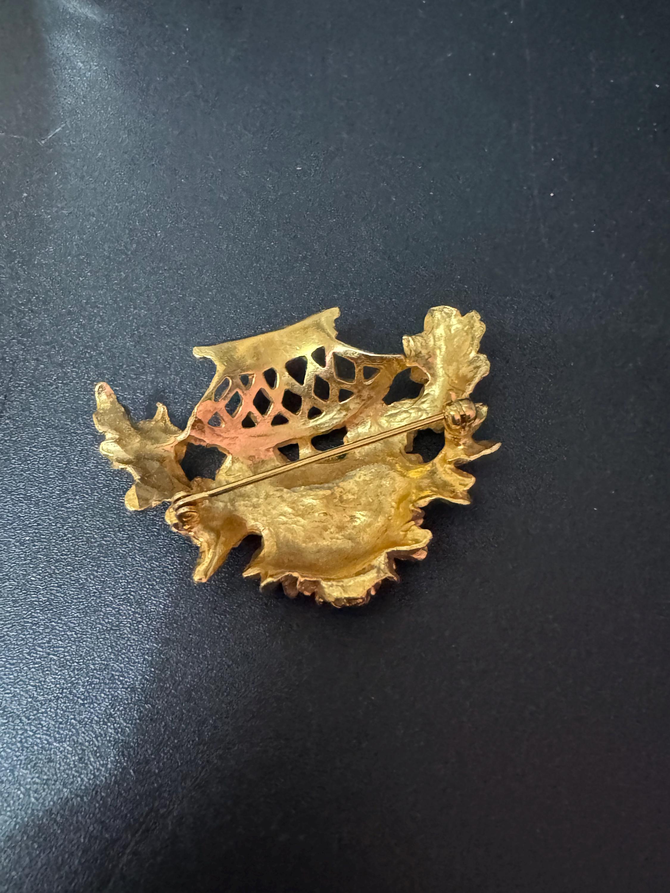 vintage modernist high end gold plated floral bouquet brooch large 4.5cm rococo style roll clasp