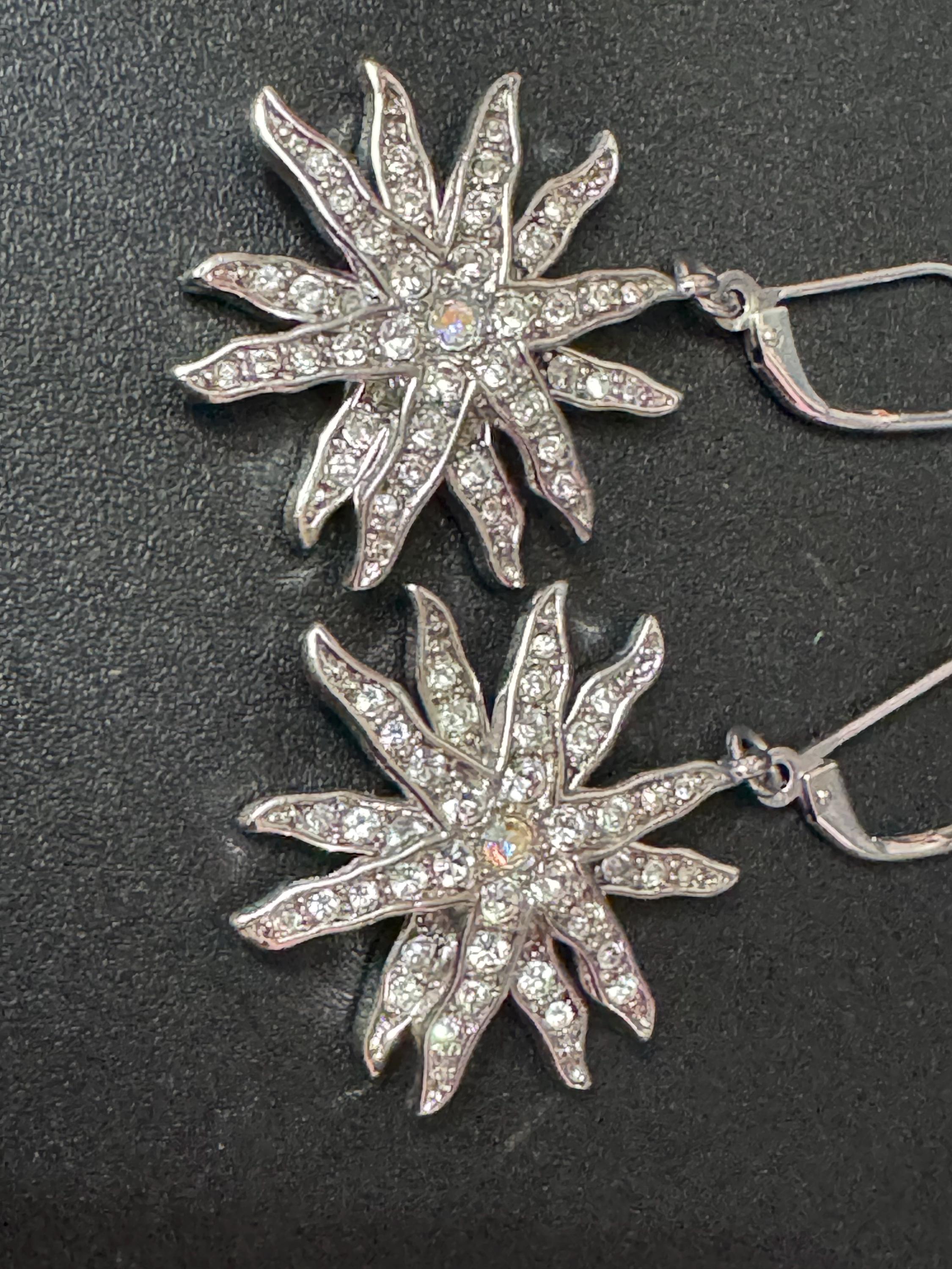 Signed Kirk’s Folly diamanté double star Crystal level back earrings for pierced ears qvc