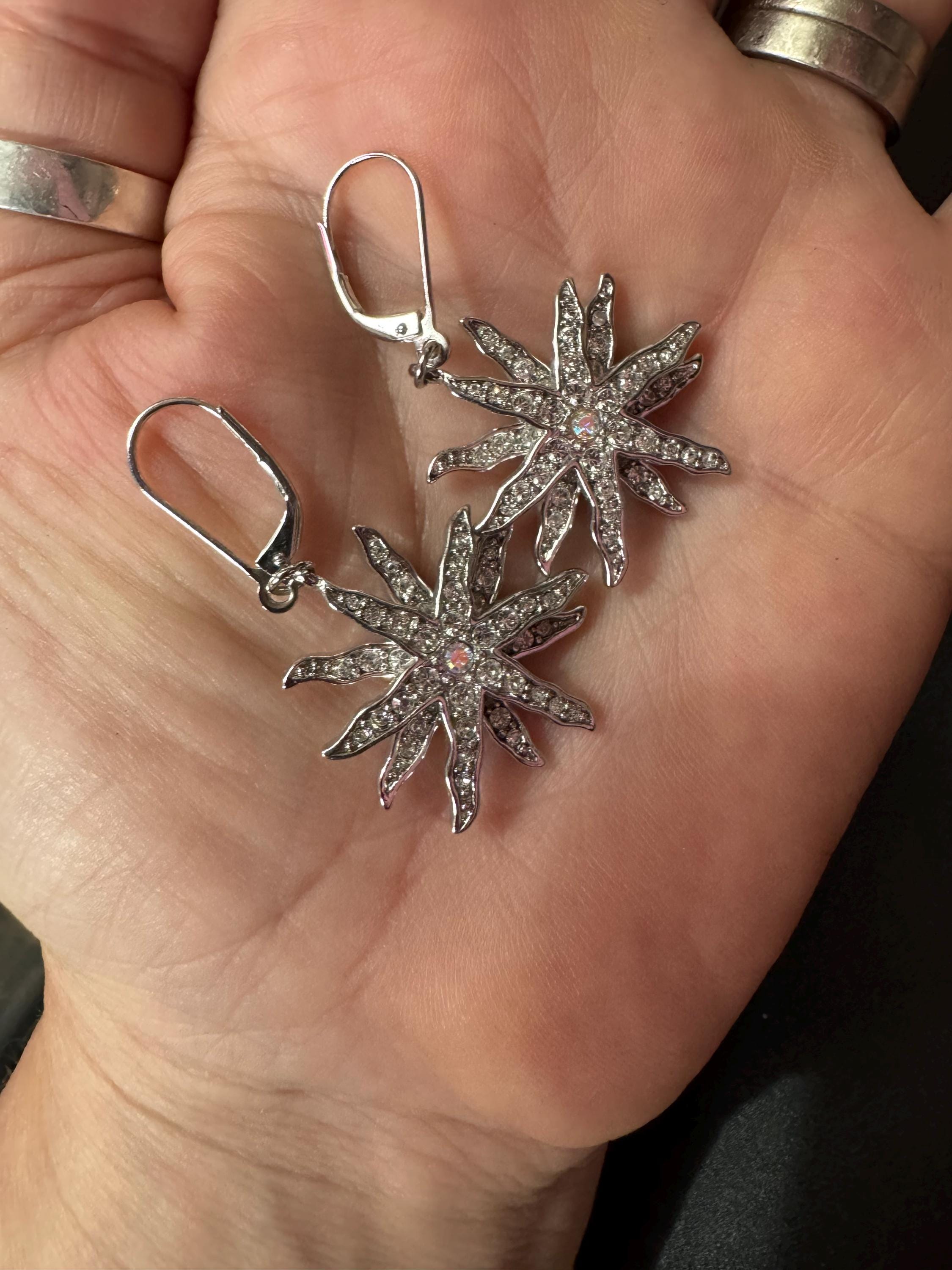 Signed Kirk’s Folly diamanté double star Crystal level back earrings for pierced ears qvc