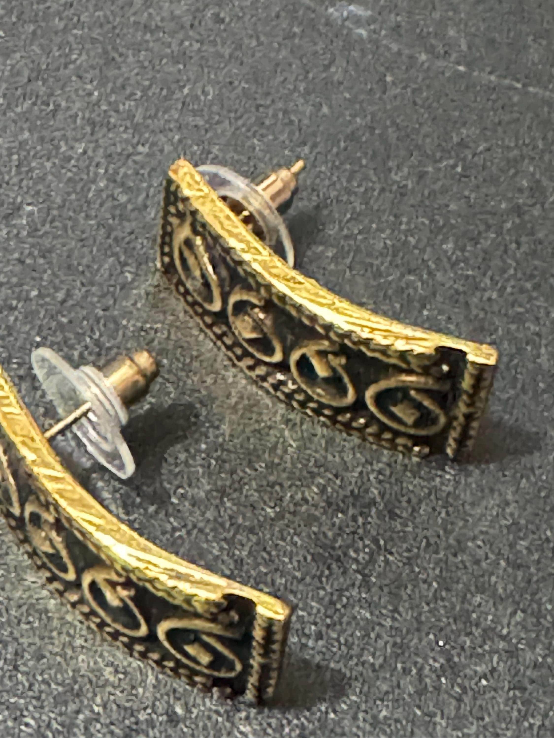 Vintage Charles Duret Gold Tone Pierced Earrings: French signed