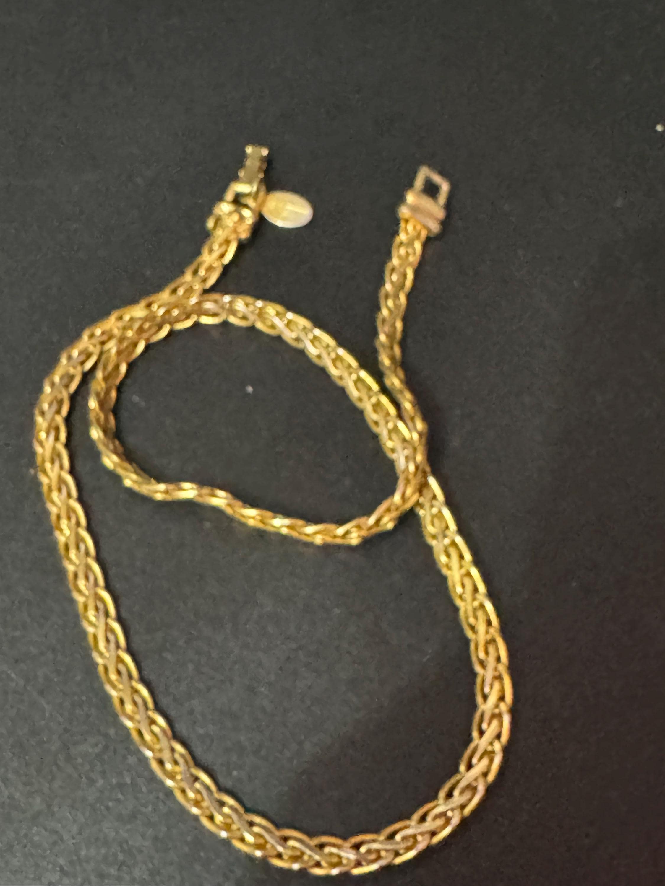 SIGNED SOLIEL 41cm x 6mm  gold plated high end gold tone ornate chain necklace 1980s 1990s