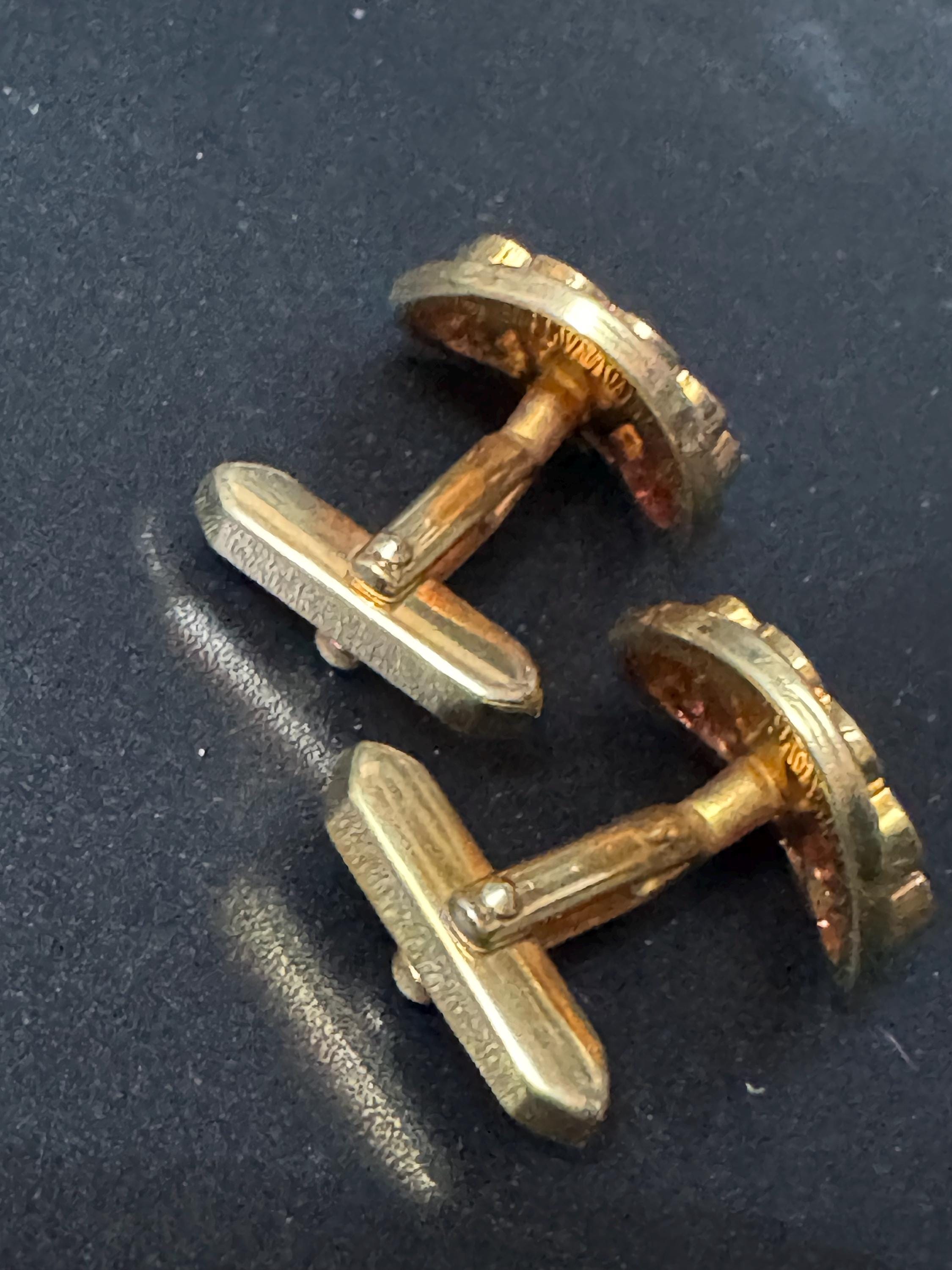 Vintage Brutalist 1960s 1970s modernist chunky men’s gold tone abstract cufflinks