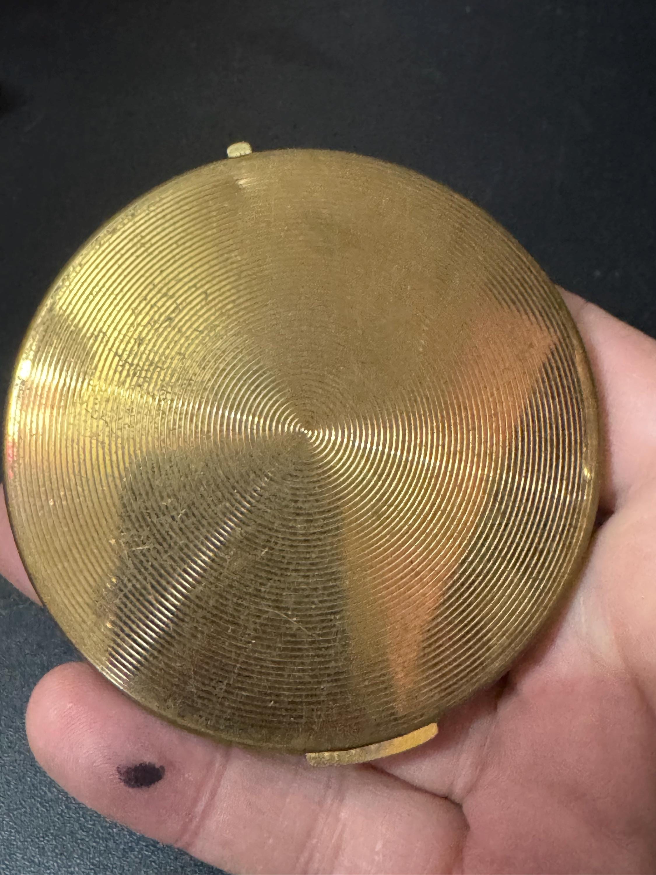 Vintage Stratton Garden flowers floral carnations powder compact gold tone
