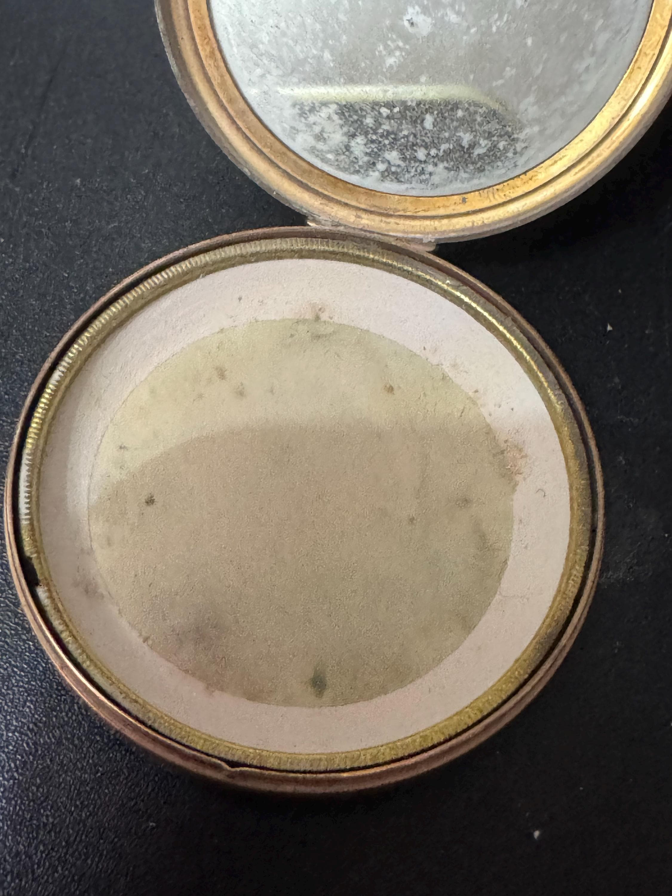 Vintage OQ blush Rouge Pot powder compact case with minimal contents