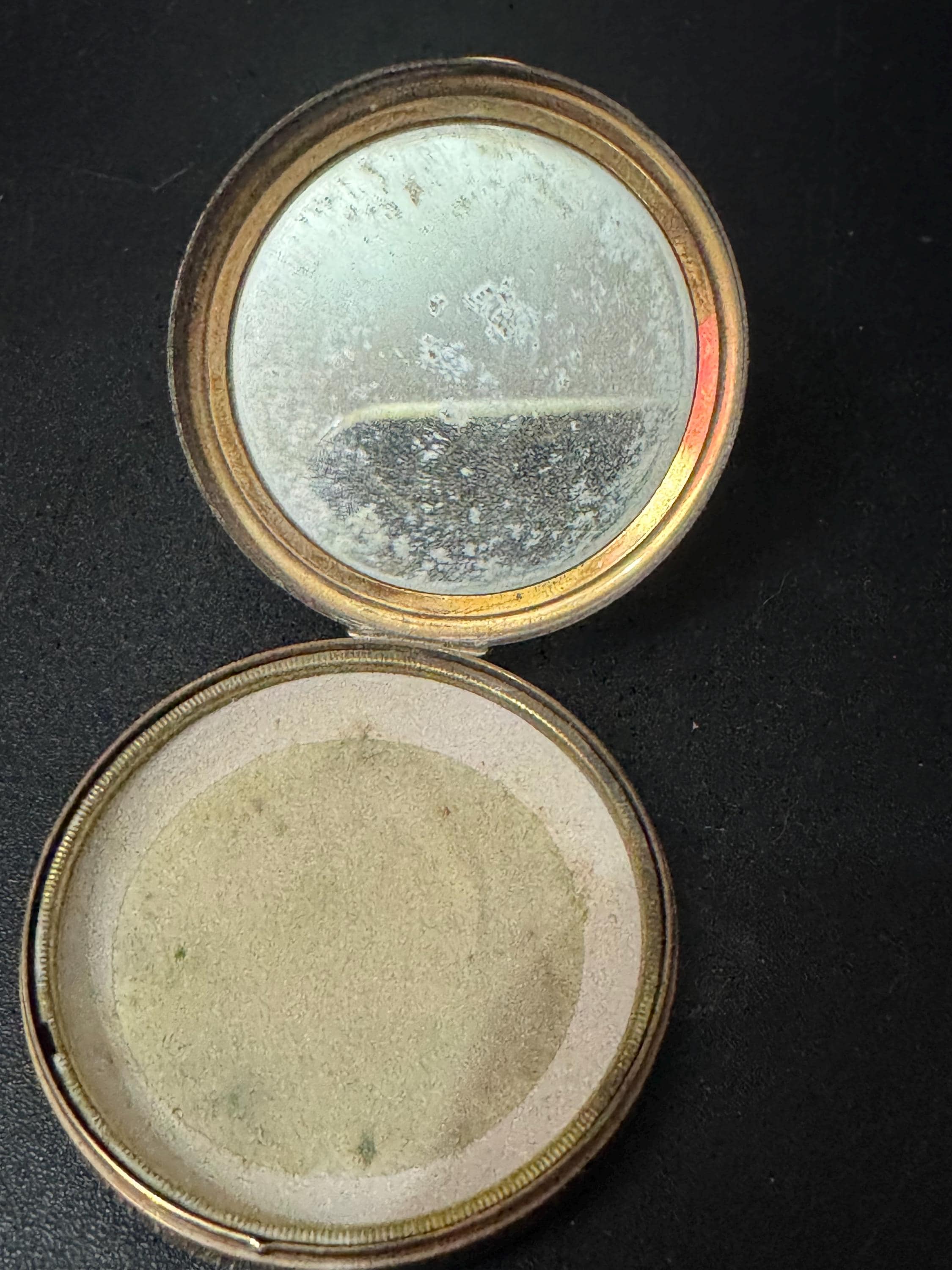 Vintage OQ blush Rouge Pot powder compact case with minimal contents