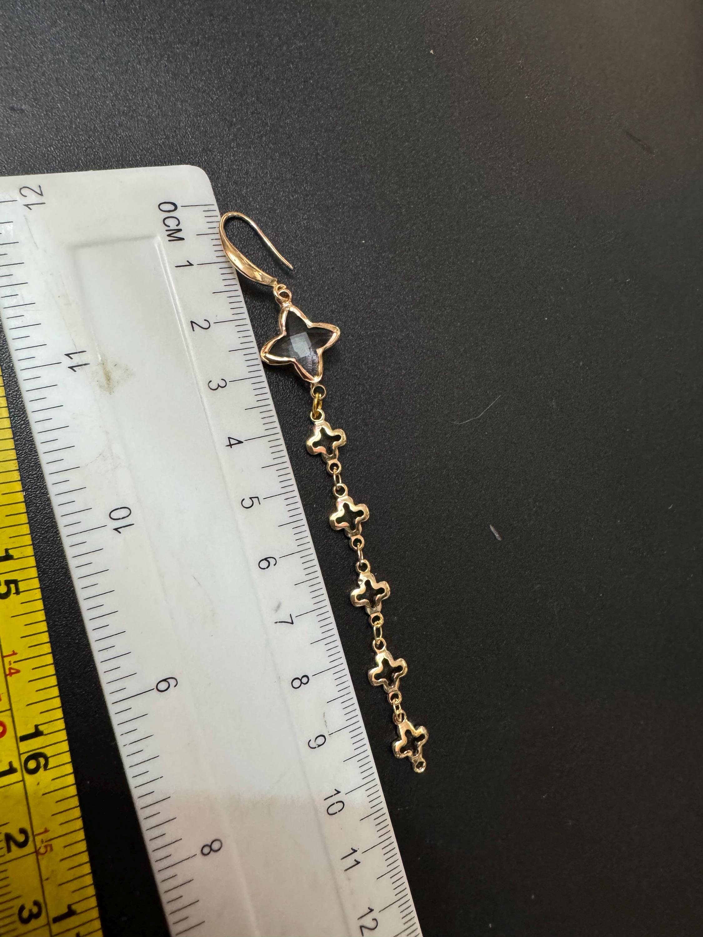 18k Gold plated Clear sparkly diamanté crystal rhinestone long earrings for pierced ears