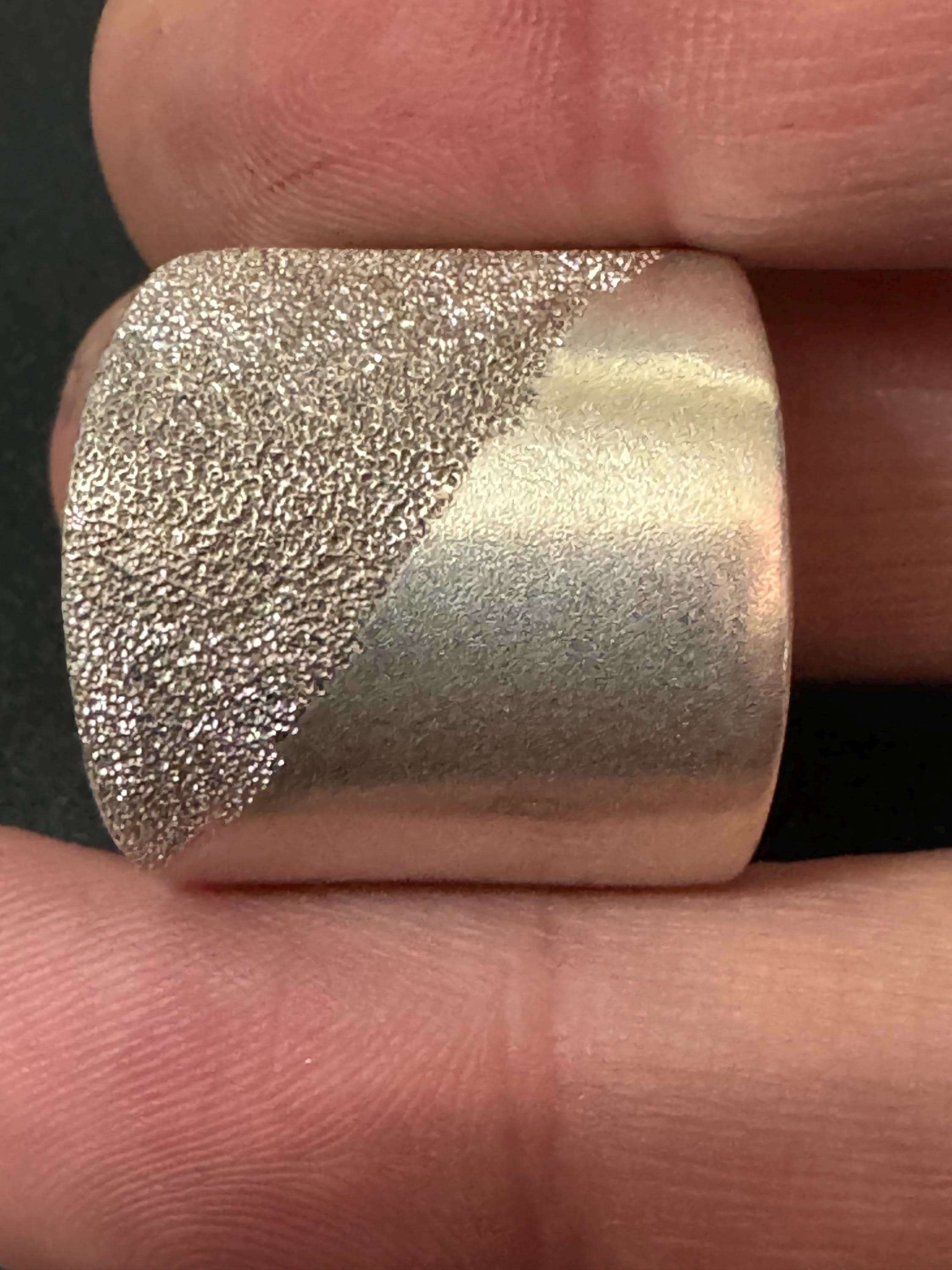 Textured Sterling Silver Band Ring: Wide Modernist Adjustable Ring