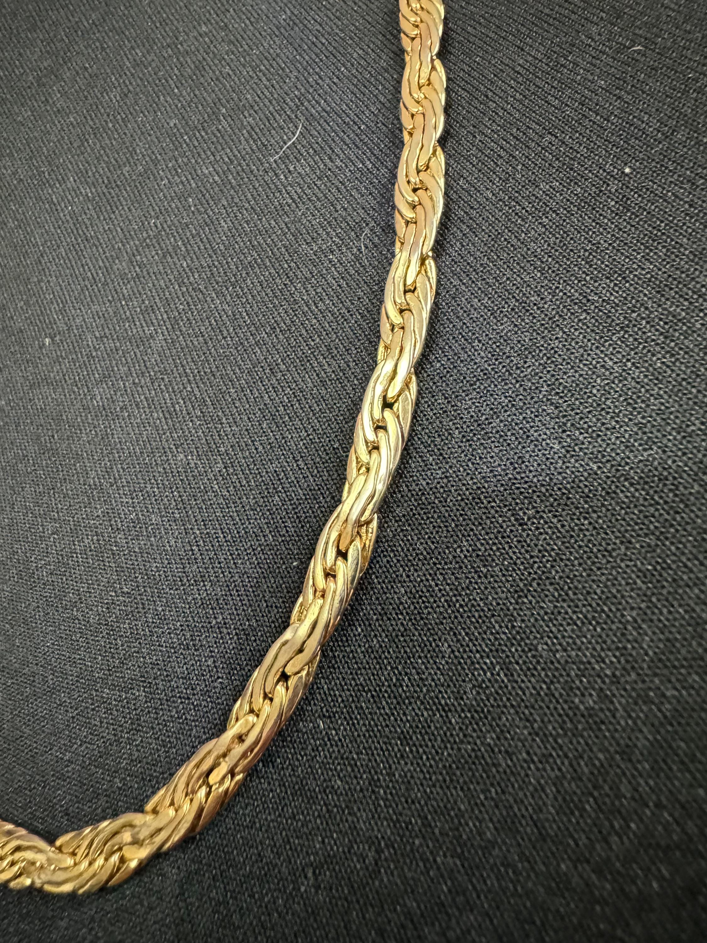 Vintage gold plated high end flat woven chain necklace 62cm