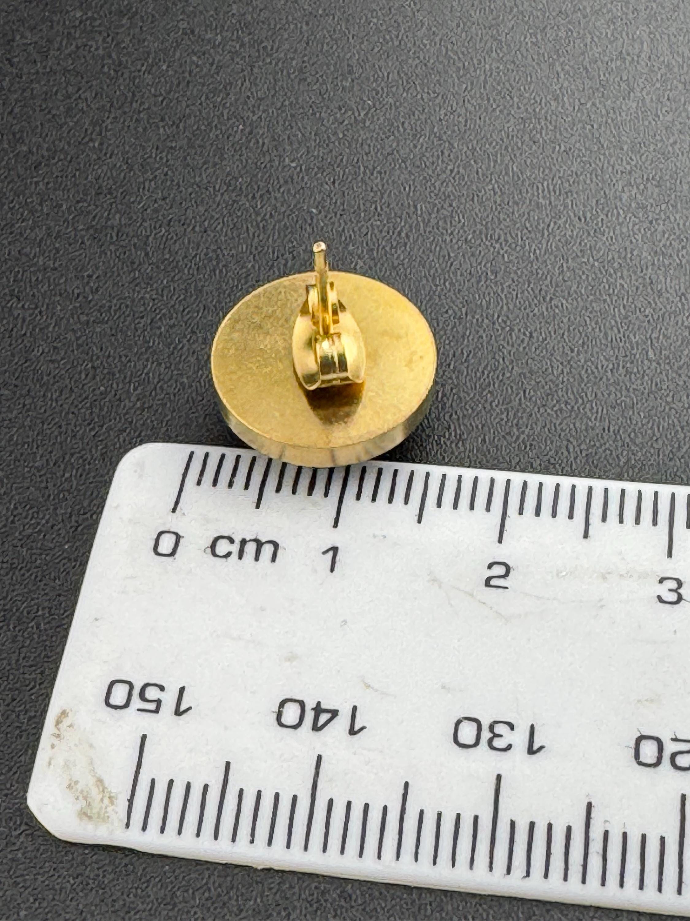 Leopard print studs 12mm glass cabochon stainless steel gold tone Brown pierced earrings