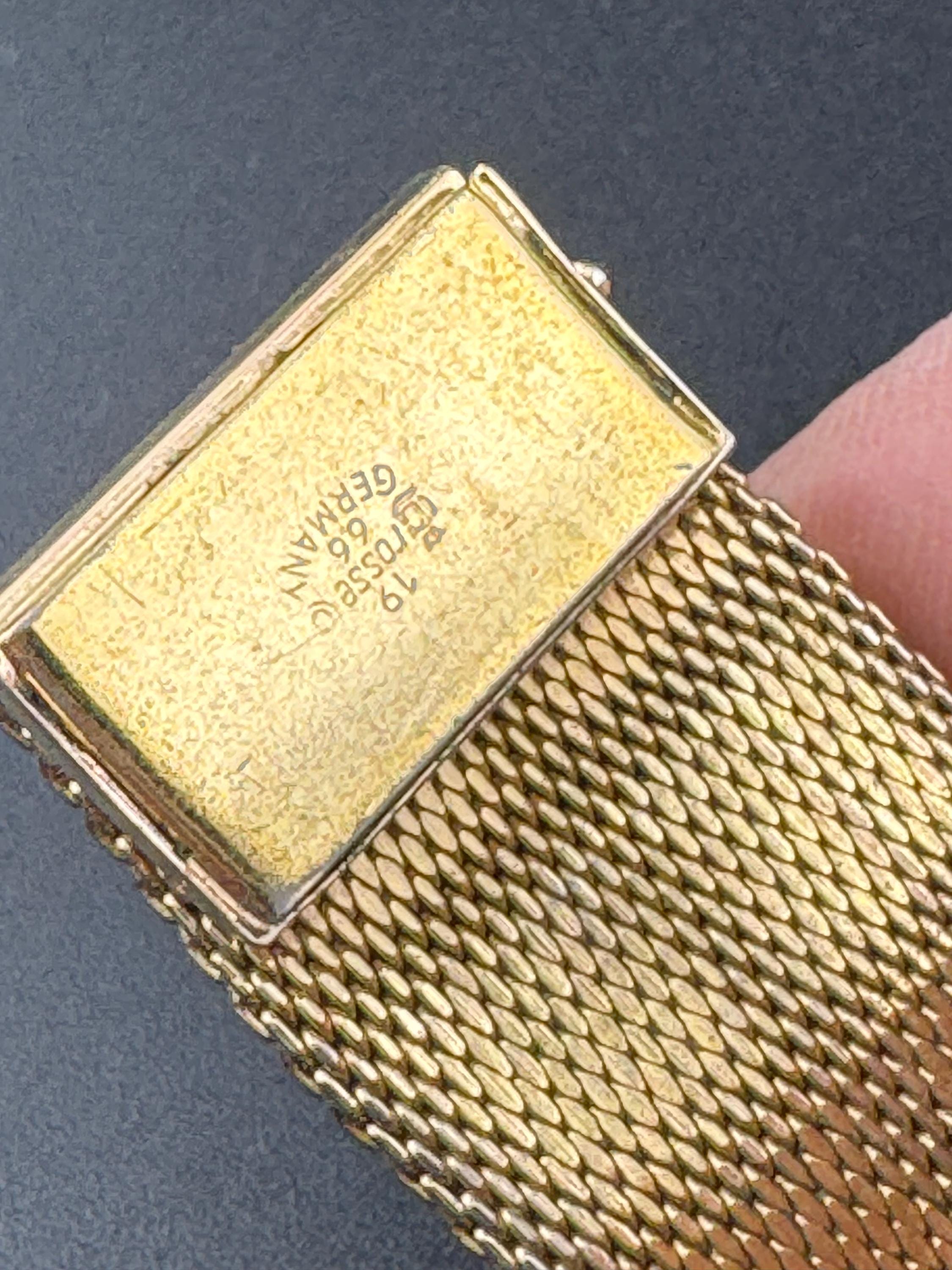 Henkel & Grosse gold plated Designer wide link cuff articulated bracelet Modernist 1966 vintage condition