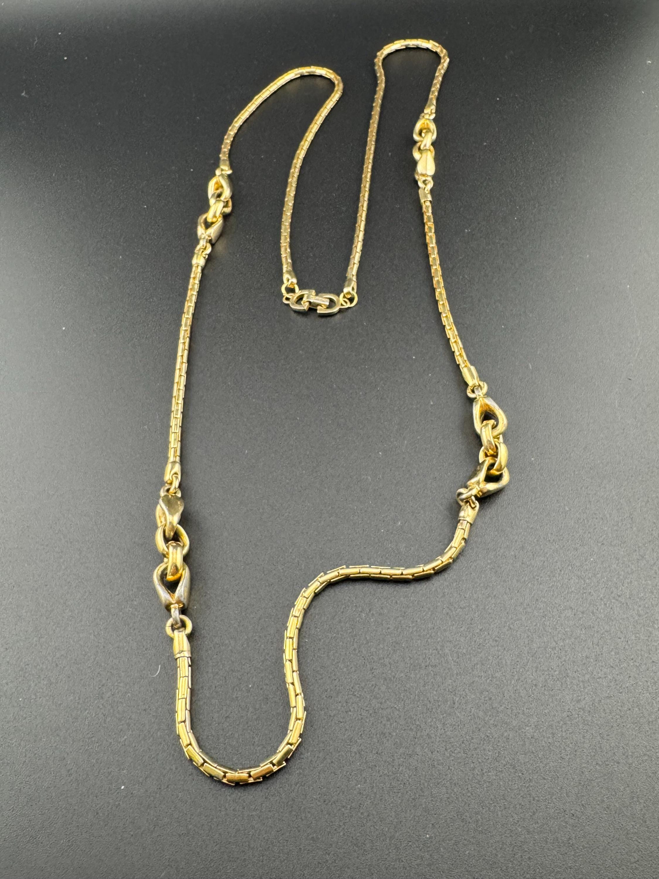 Vintage Christian Dior Gold Tone Chain Link layering Necklace, signed