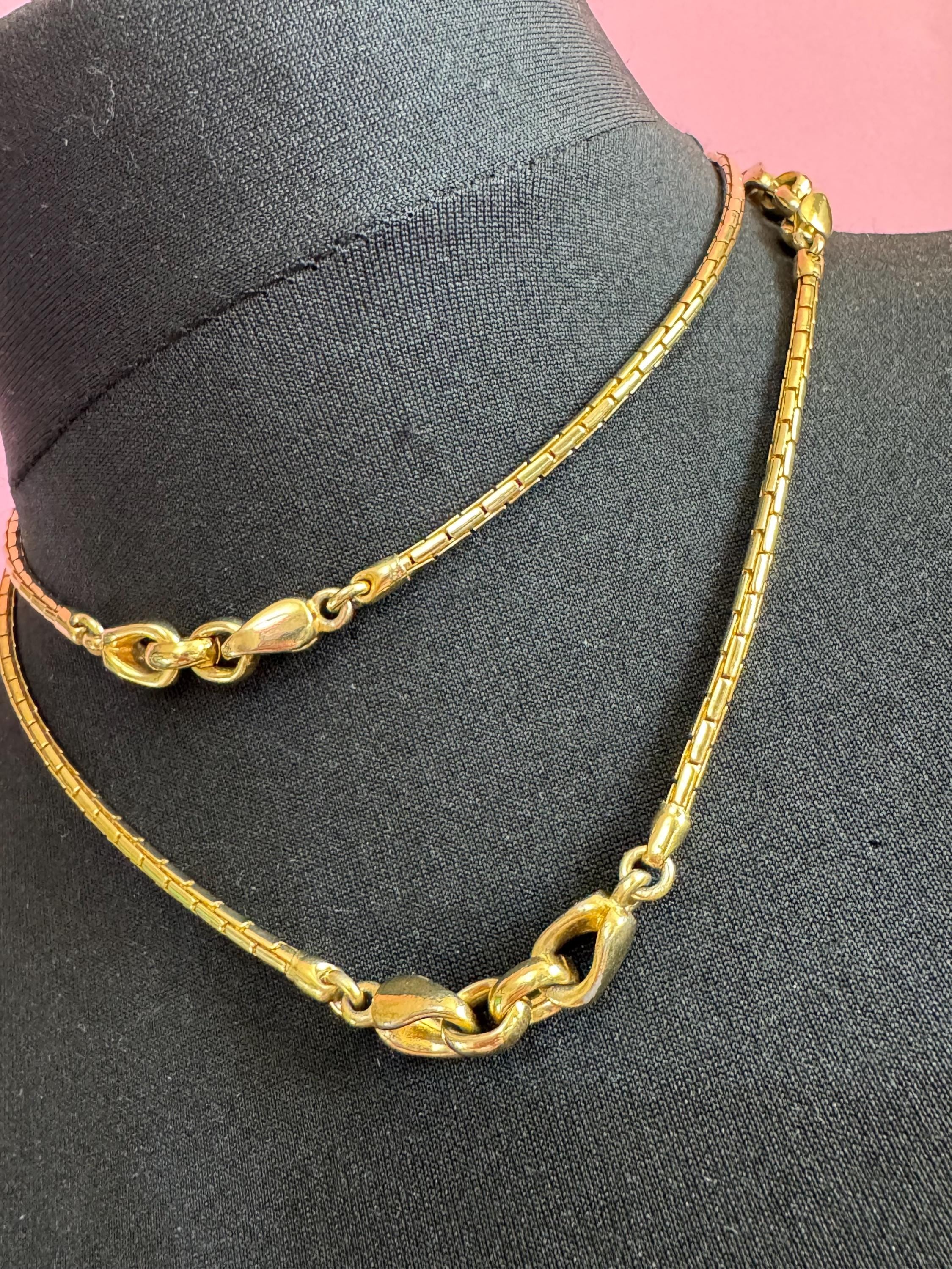 Vintage Christian Dior Gold Tone Chain Link layering Necklace, signed