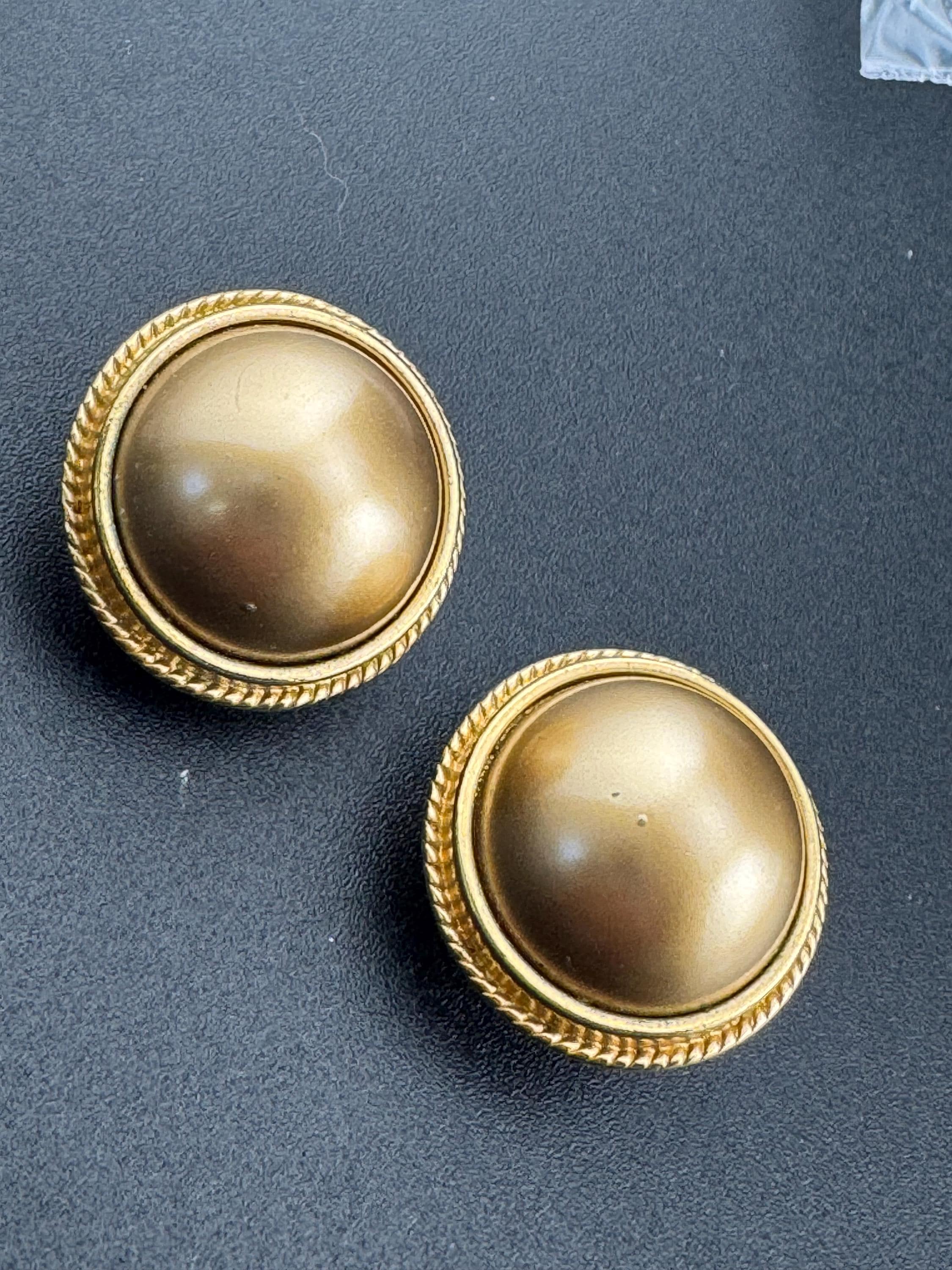 Vintage CAROLEE Gold Tone Domed Clip On Earrings: 1980s Studs