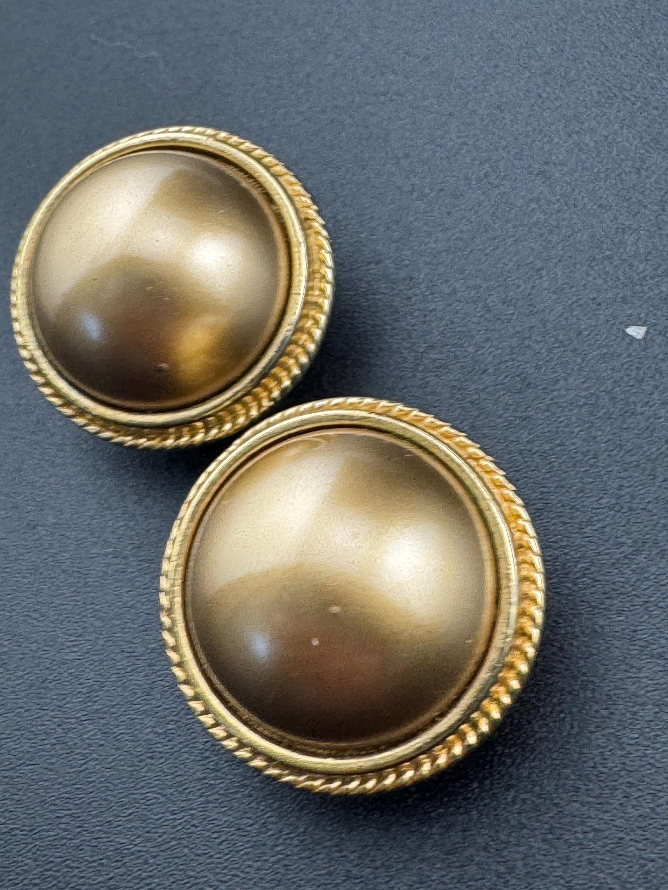 Vintage CAROLEE Gold Tone Domed Clip On Earrings: 1980s Studs