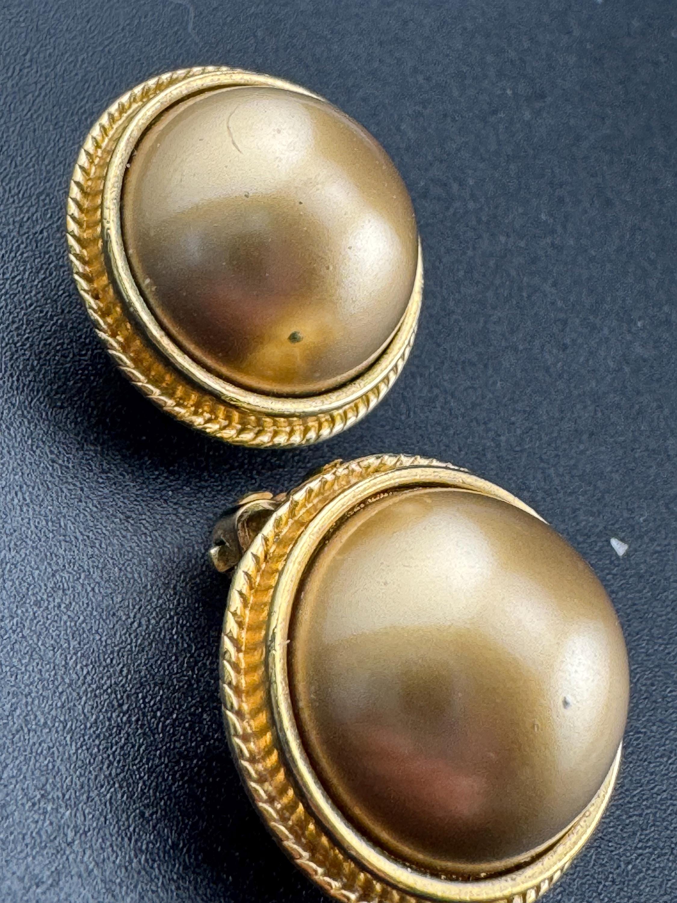 Vintage CAROLEE Gold Tone Domed Clip On Earrings: 1980s Studs