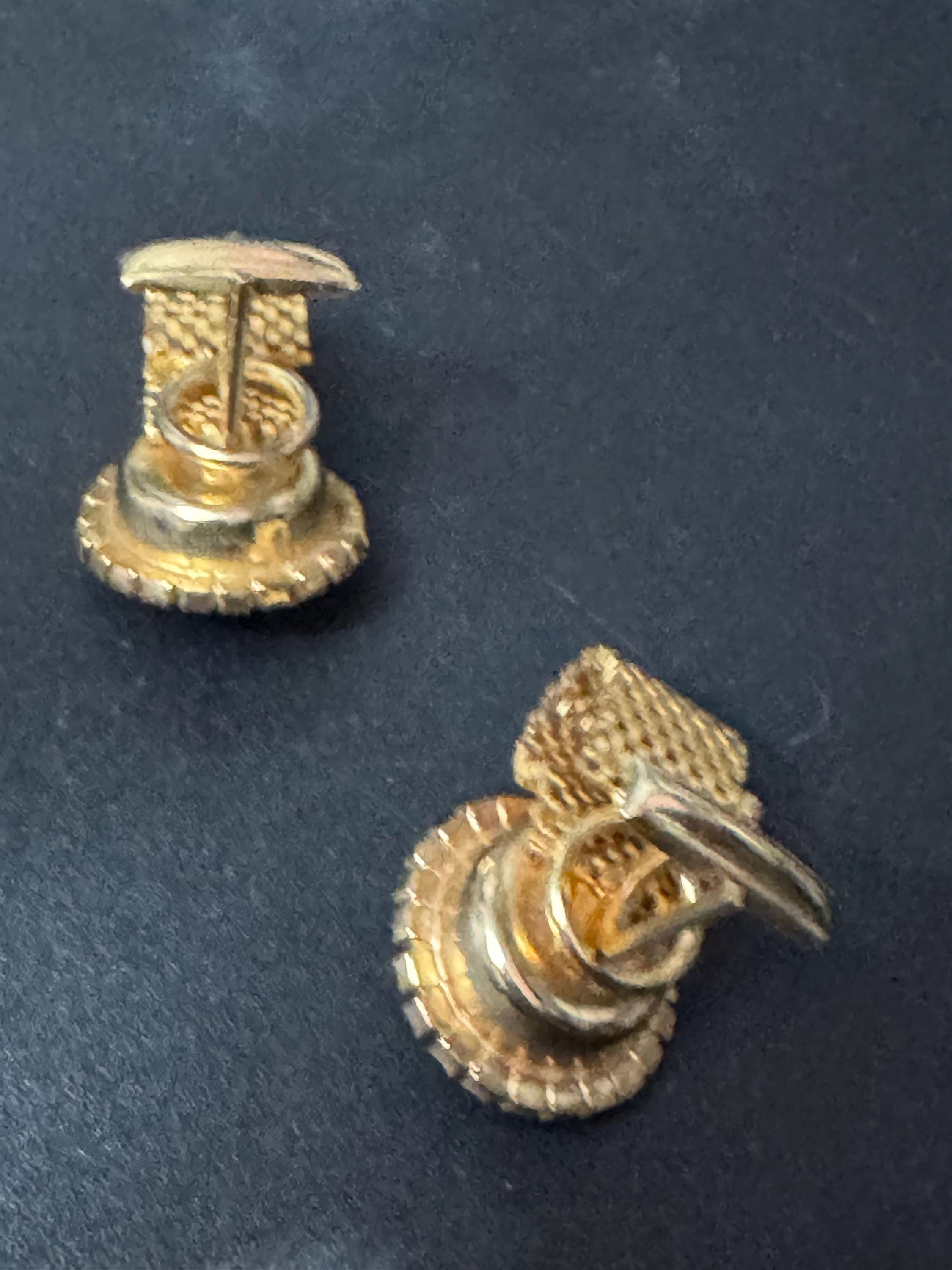 1970s modernist vintage clear Rivoli crystal diamanté gold tone mesh men’s cufflinks