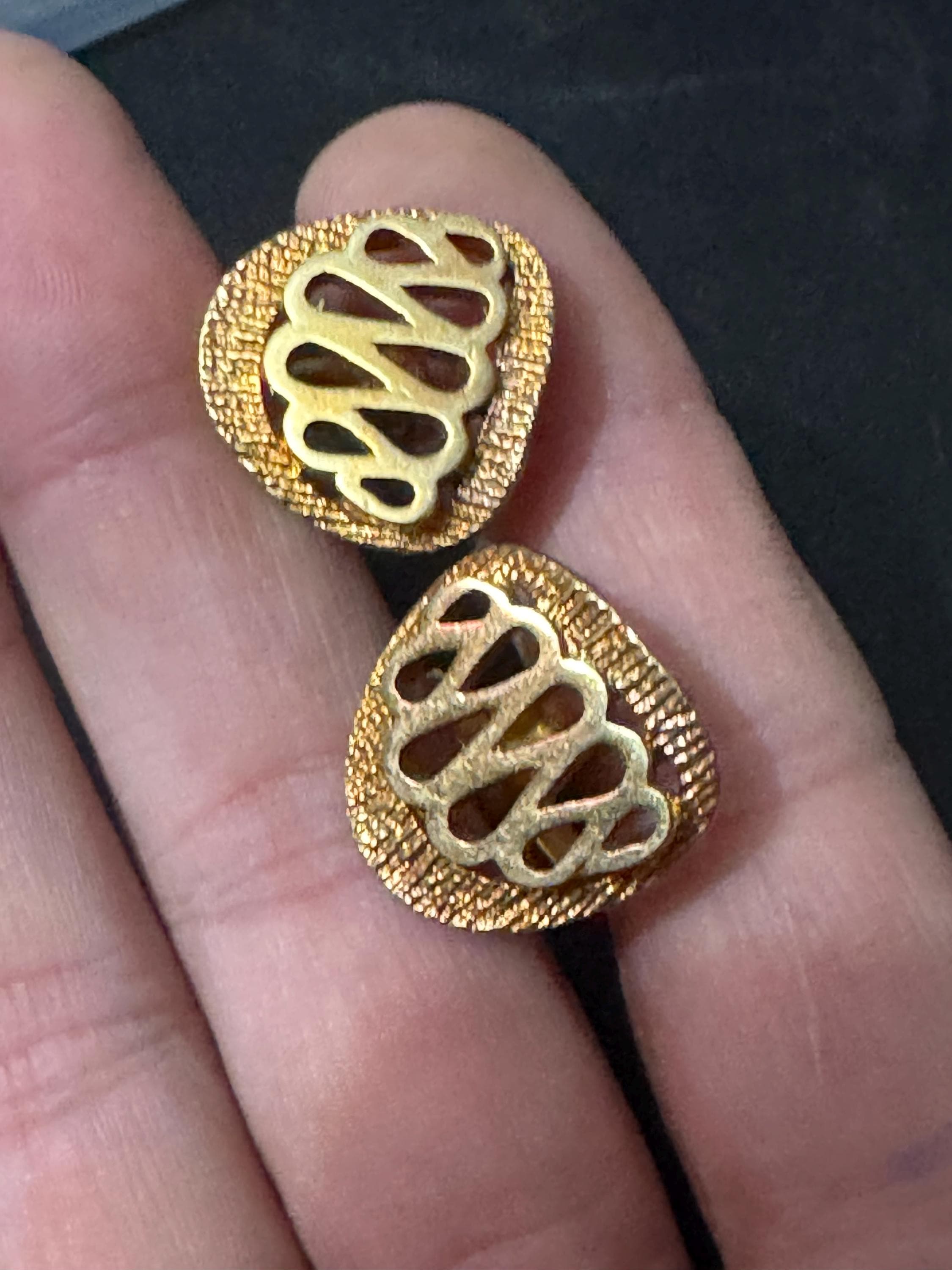 Vintage Brutalist 1960s 1970s modernist chunky men’s gold tone abstract cufflinks