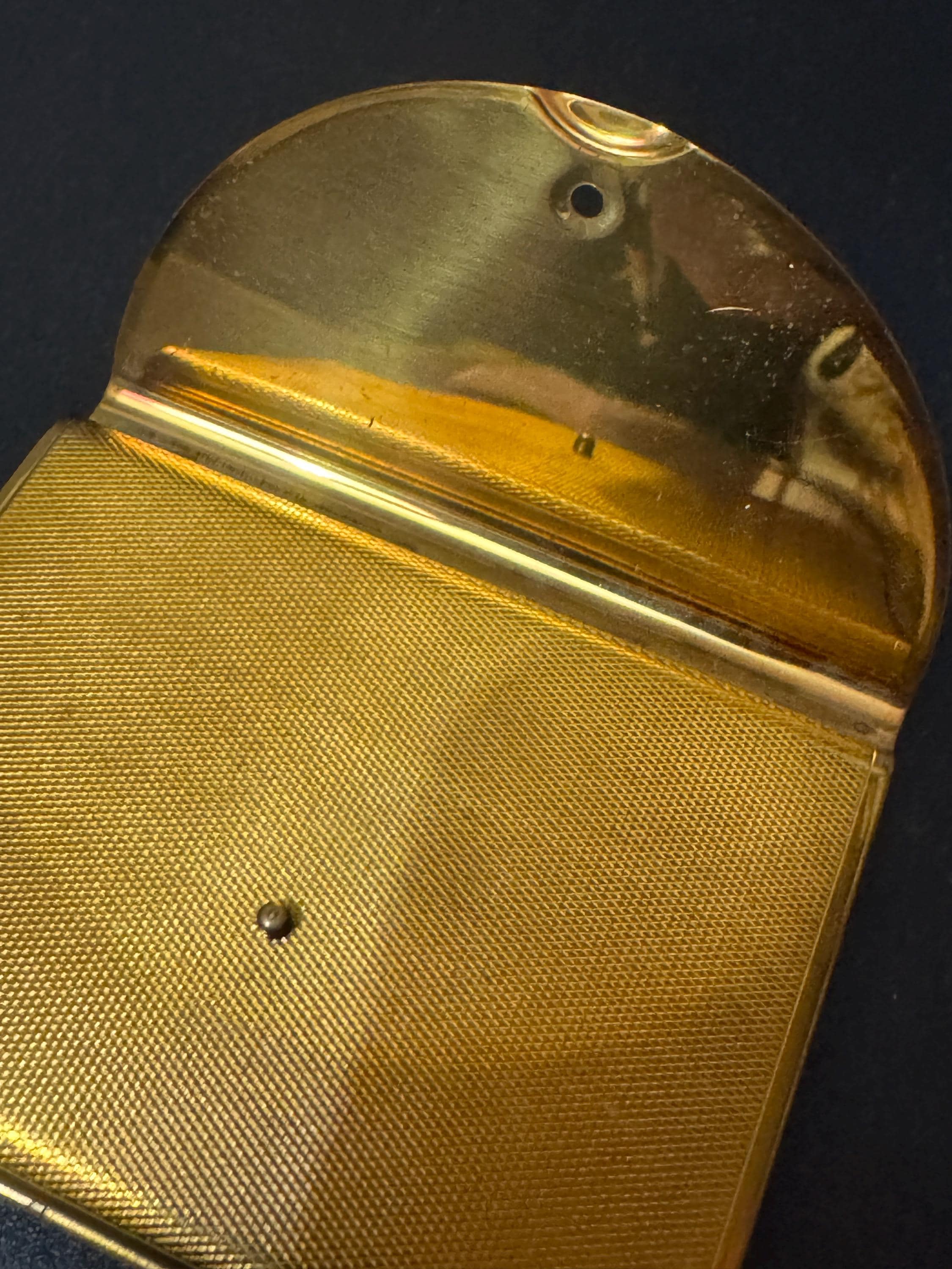 Vintage Cosmetics signed COTY gold tone novelty envelope powder compact case with mirror mid century