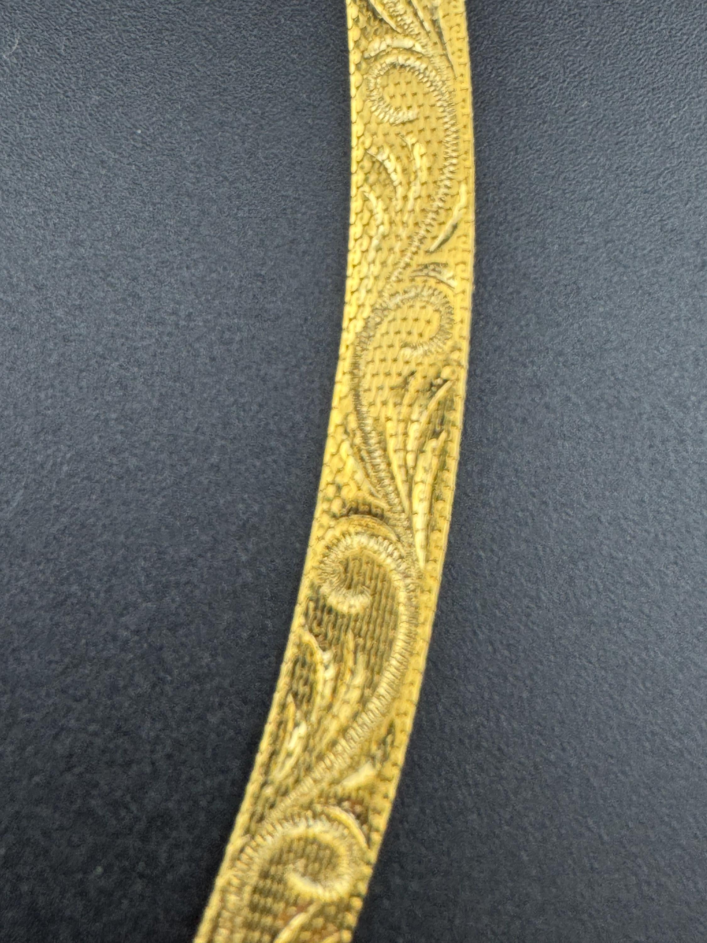 True vintage pristine gold plated etched mesh choker necklace adj length genuine old shop stock