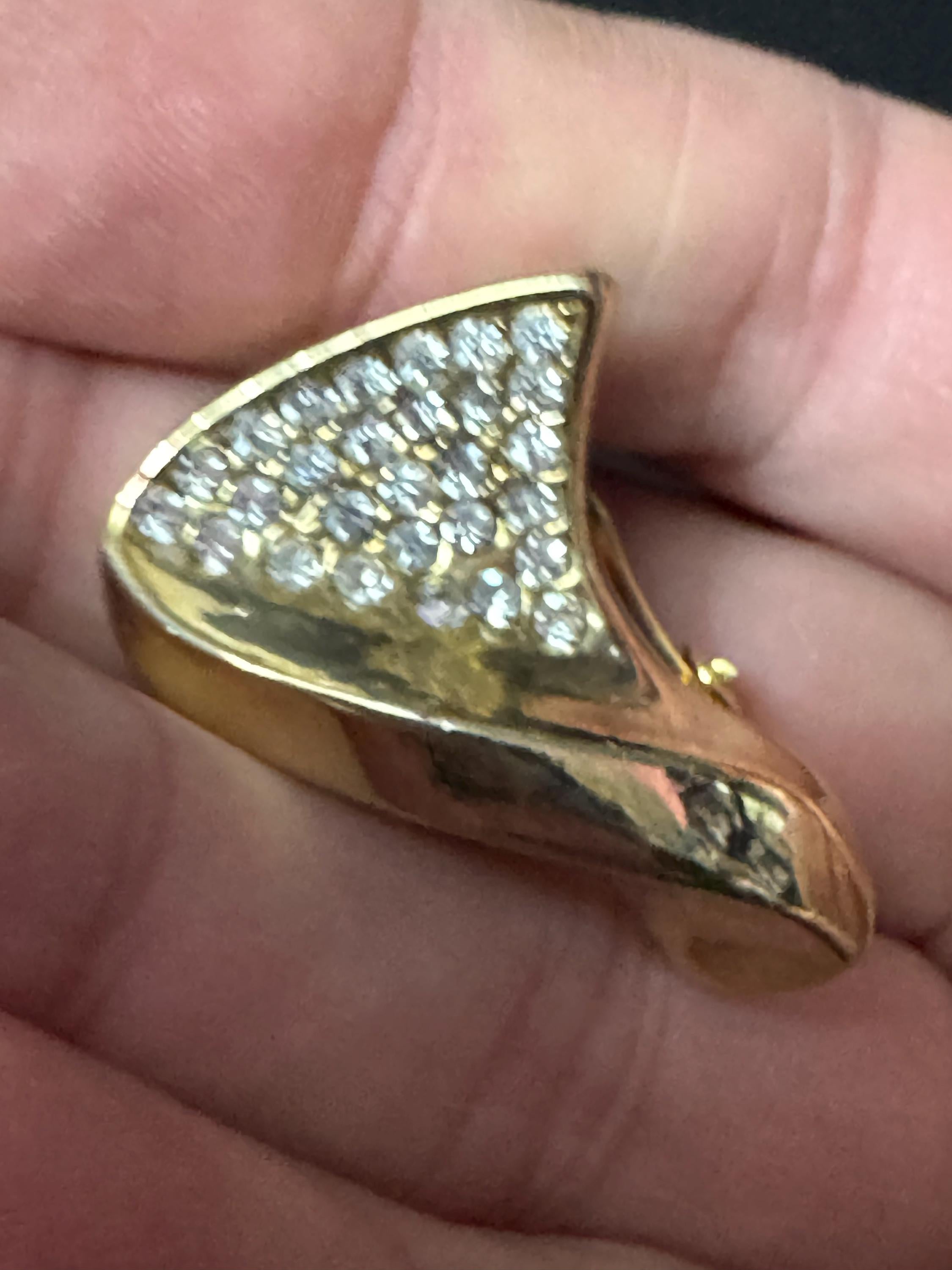Isle of Bute 3.5cm gold tone weighty clear diamanté abstract clip on earrings