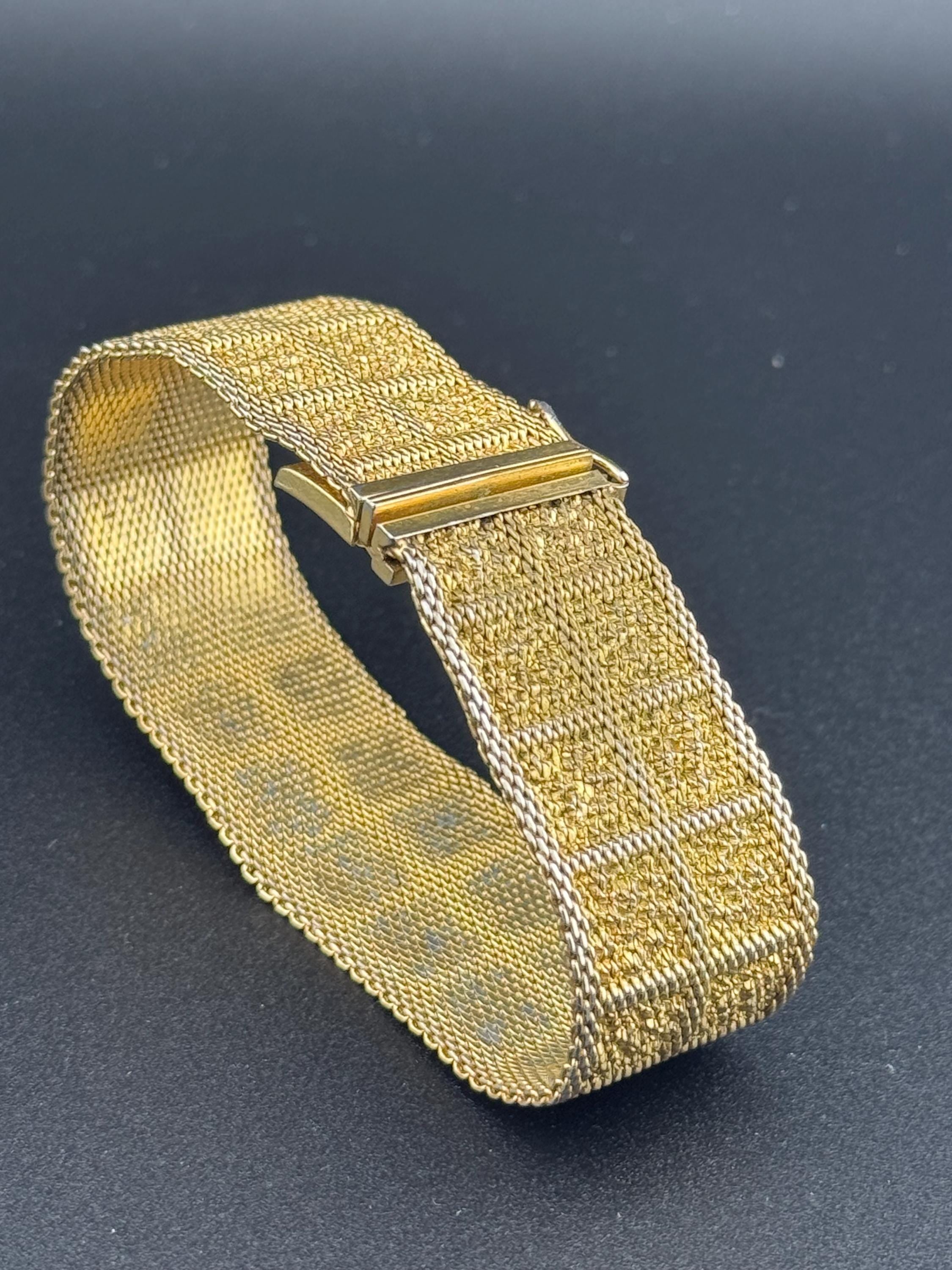 Henkel & Grosse gold plated Designer wide link cuff articulated bracelet Modernist 1966 vintage condition