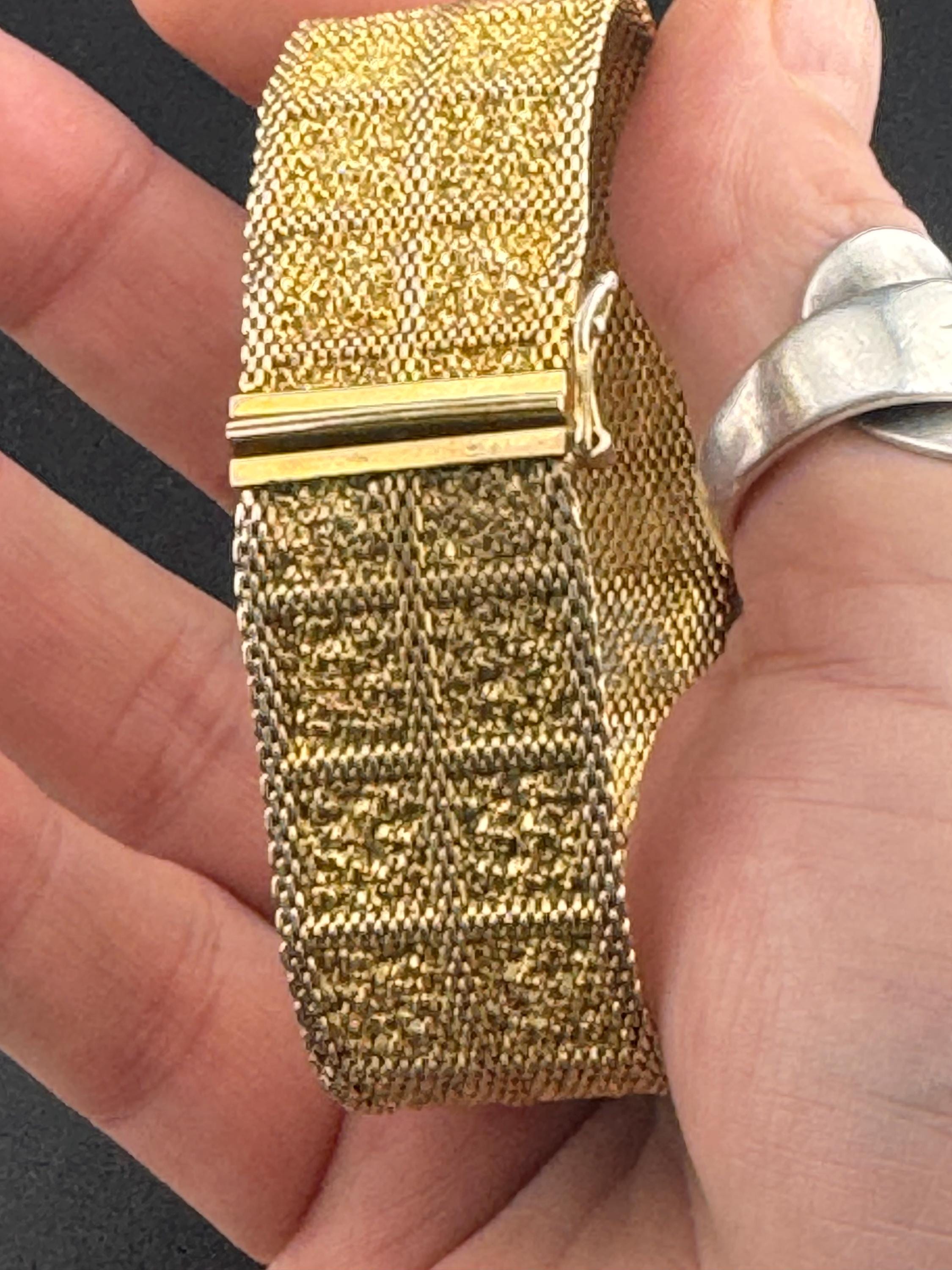 Henkel & Grosse gold plated Designer wide link cuff articulated bracelet Modernist 1966 vintage condition