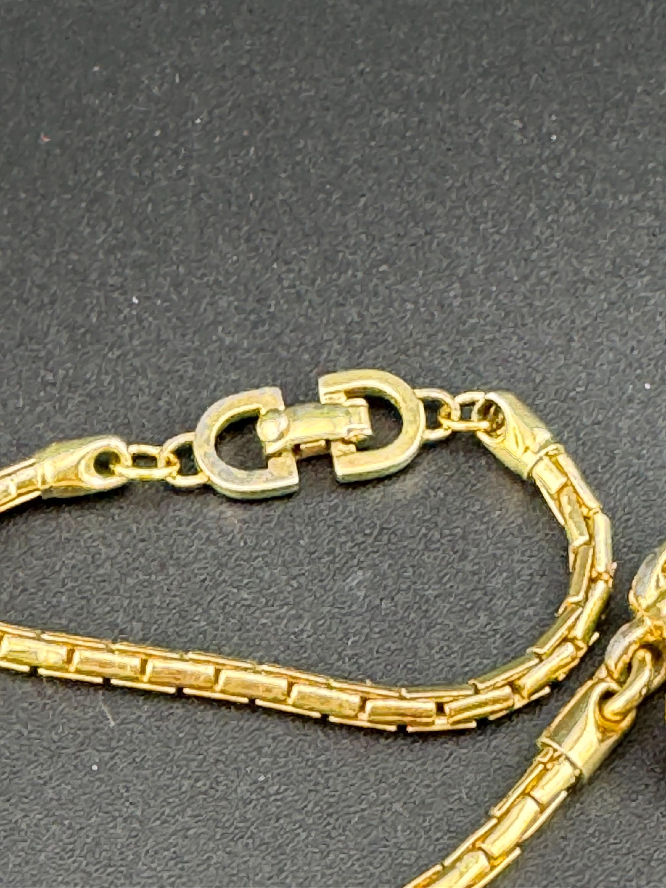 Vintage Christian Dior Gold Tone Chain Link layering Necklace, signed