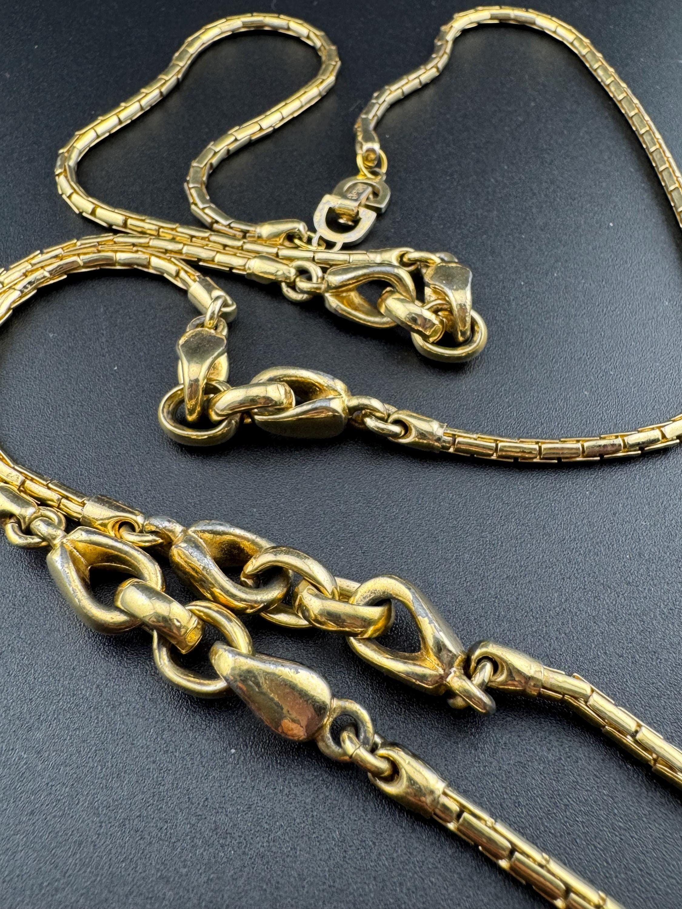Vintage Christian Dior Gold Tone Chain Link layering Necklace, signed