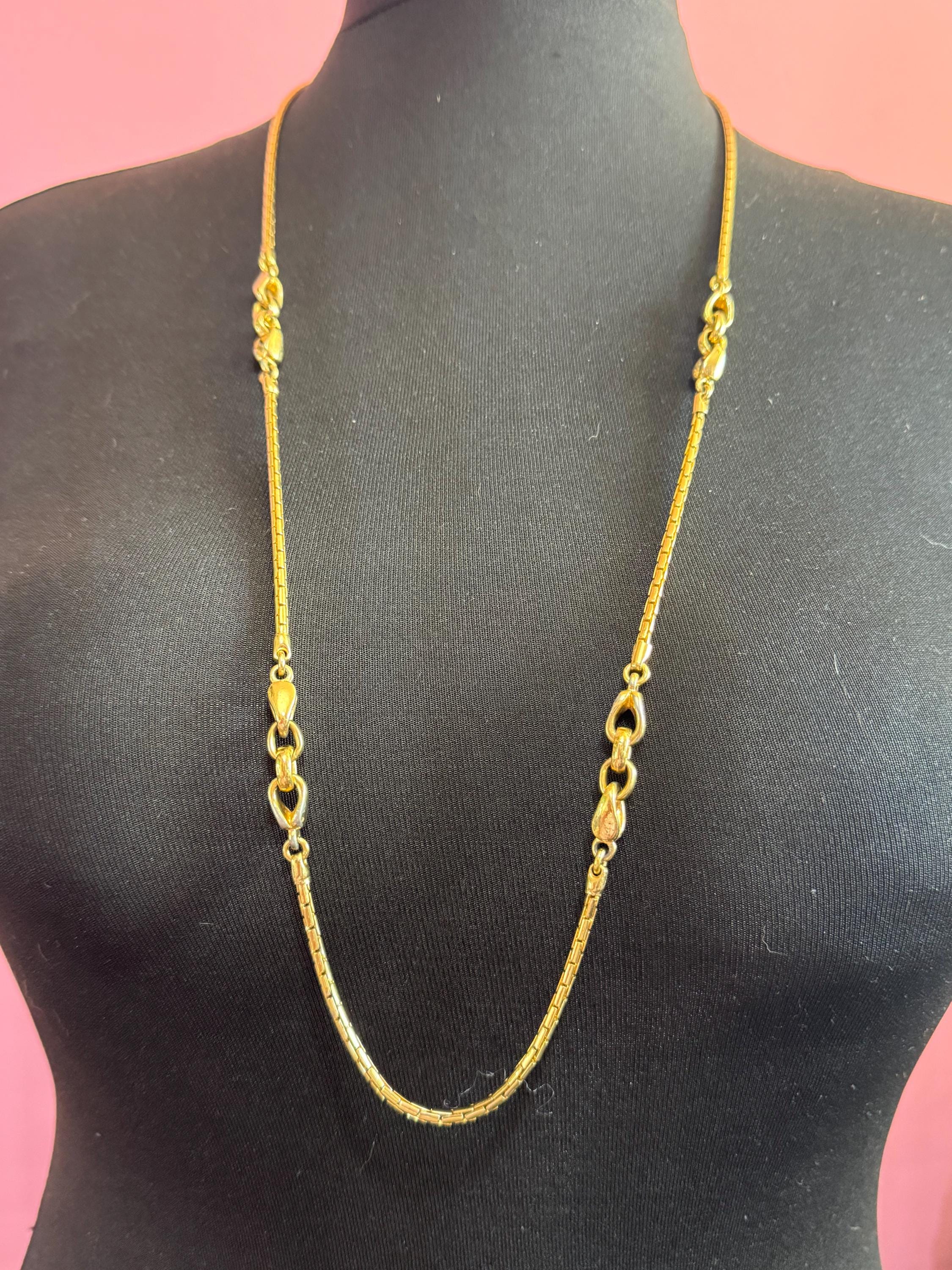 Vintage Christian Dior Gold Tone Chain Link layering Necklace, signed