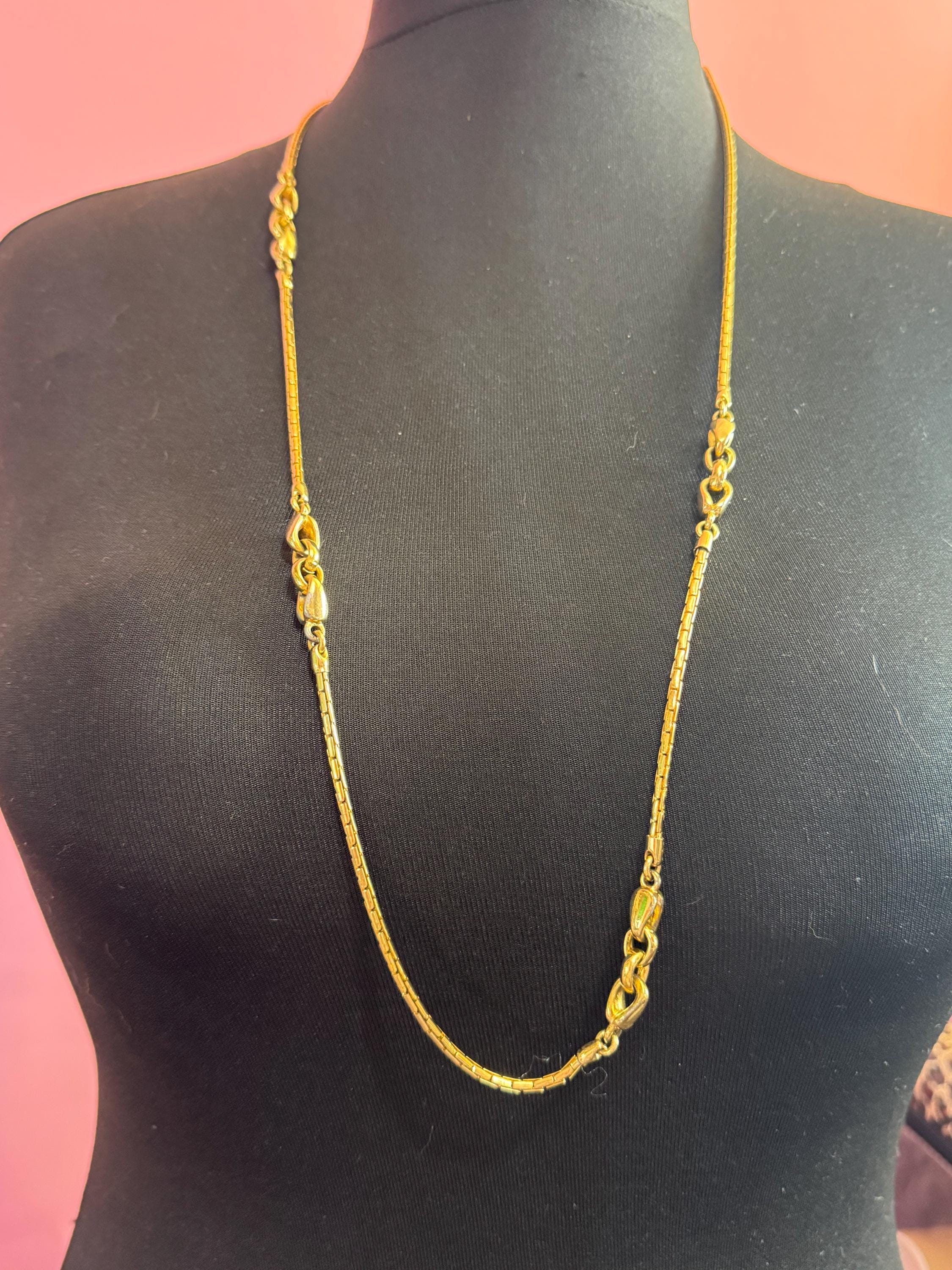 Vintage Christian Dior Gold Tone Chain Link layering Necklace, signed