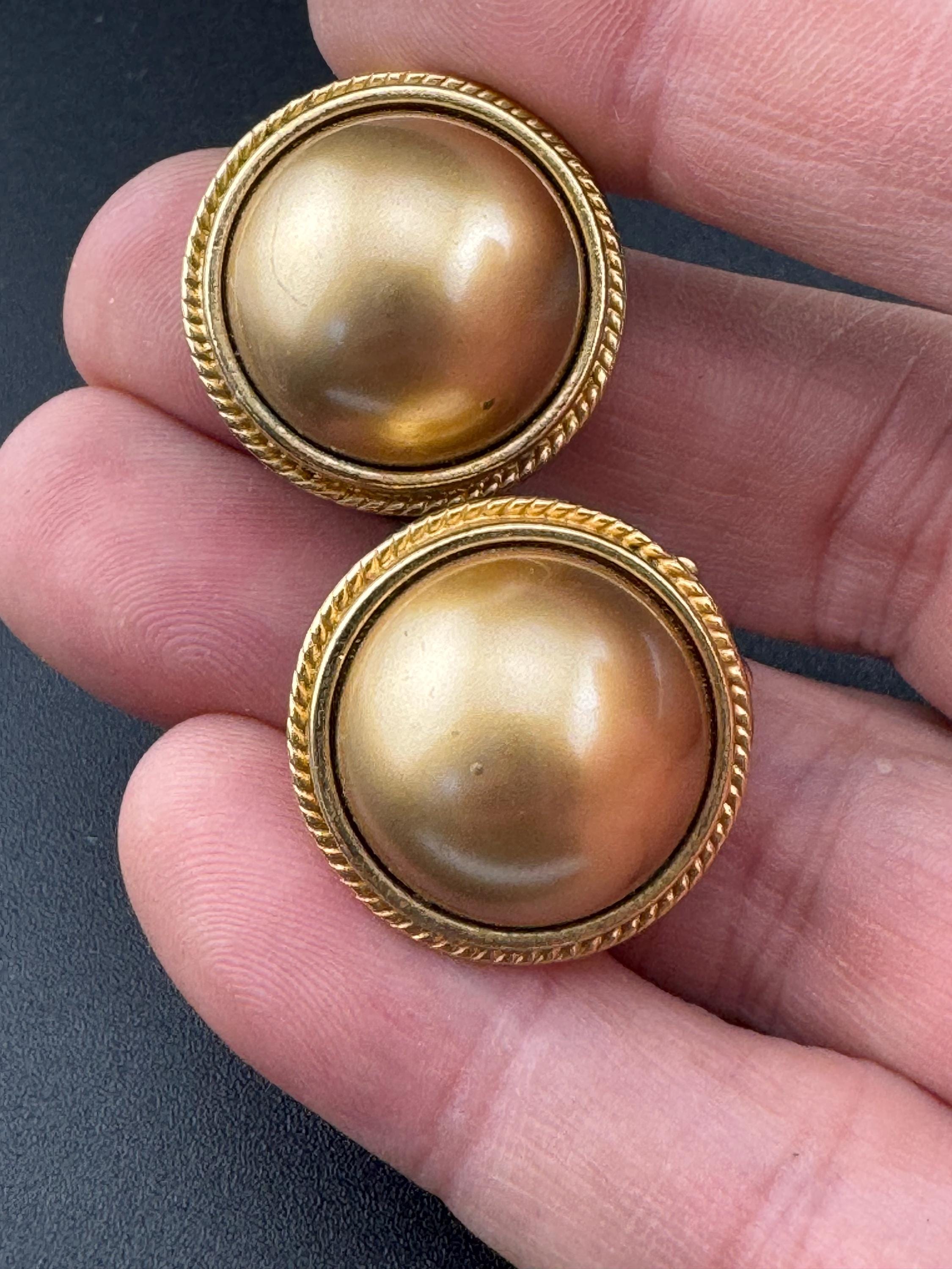 Vintage CAROLEE Gold Tone Domed Clip On Earrings: 1980s Studs