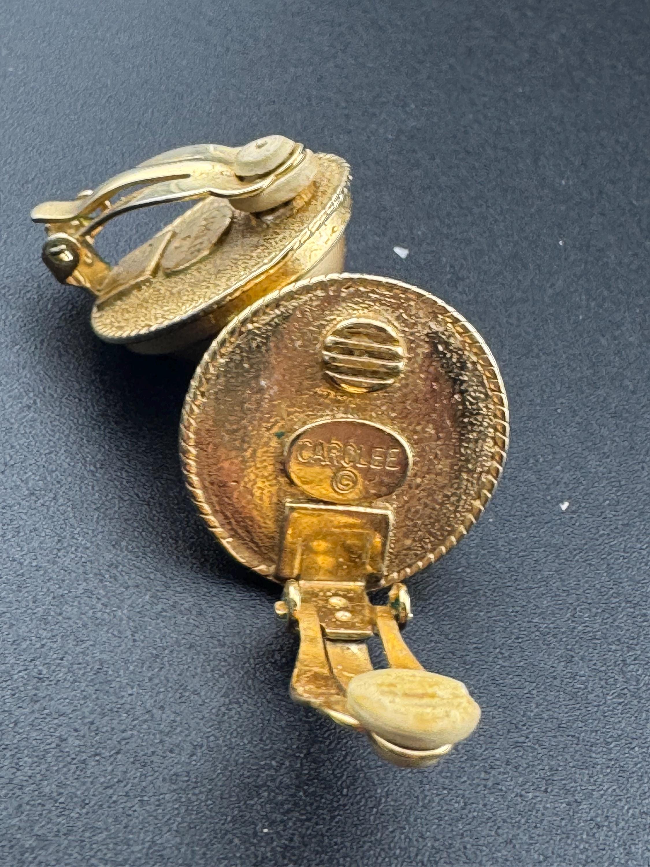 Vintage CAROLEE Gold Tone Domed Clip On Earrings: 1980s Studs