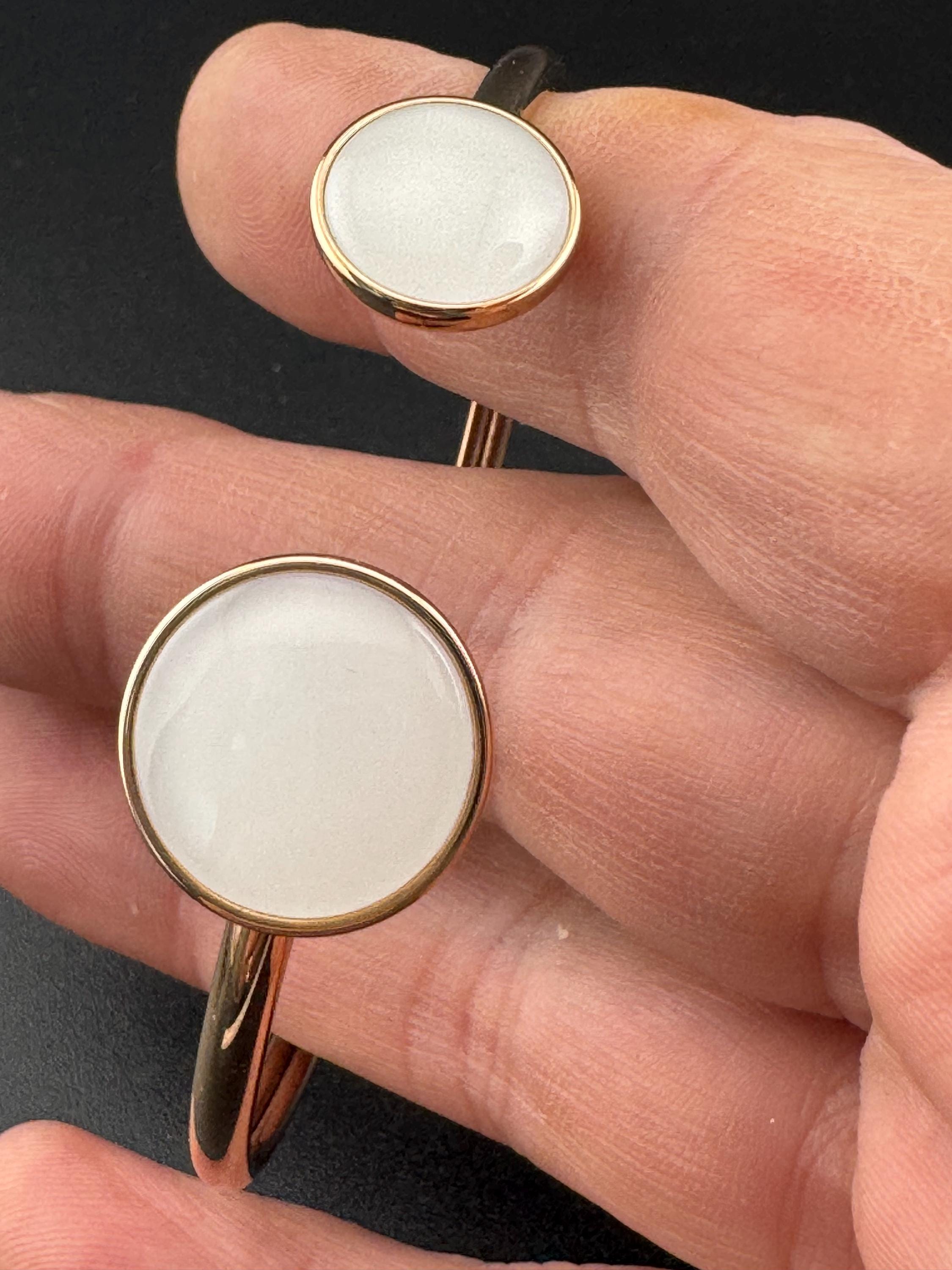 Signed Skagen Retro high end white cabochon end open bangle Scandinavian rose gold copper tone