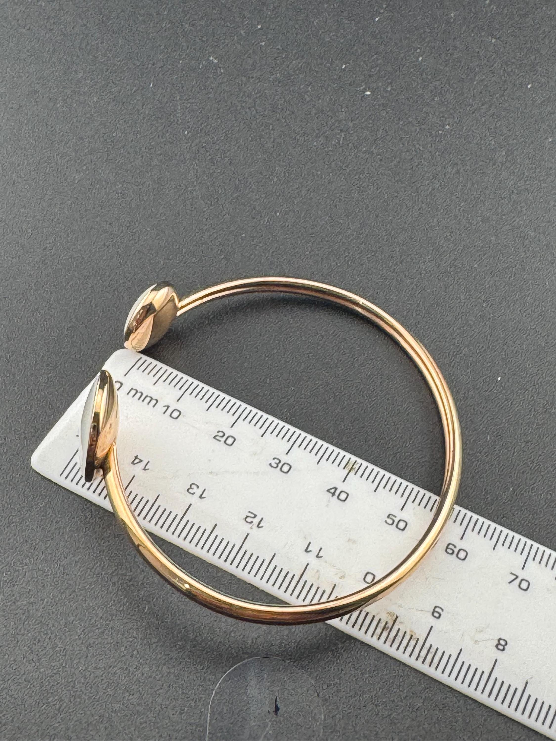 Signed Skagen Retro high end white cabochon end open bangle Scandinavian rose gold copper tone